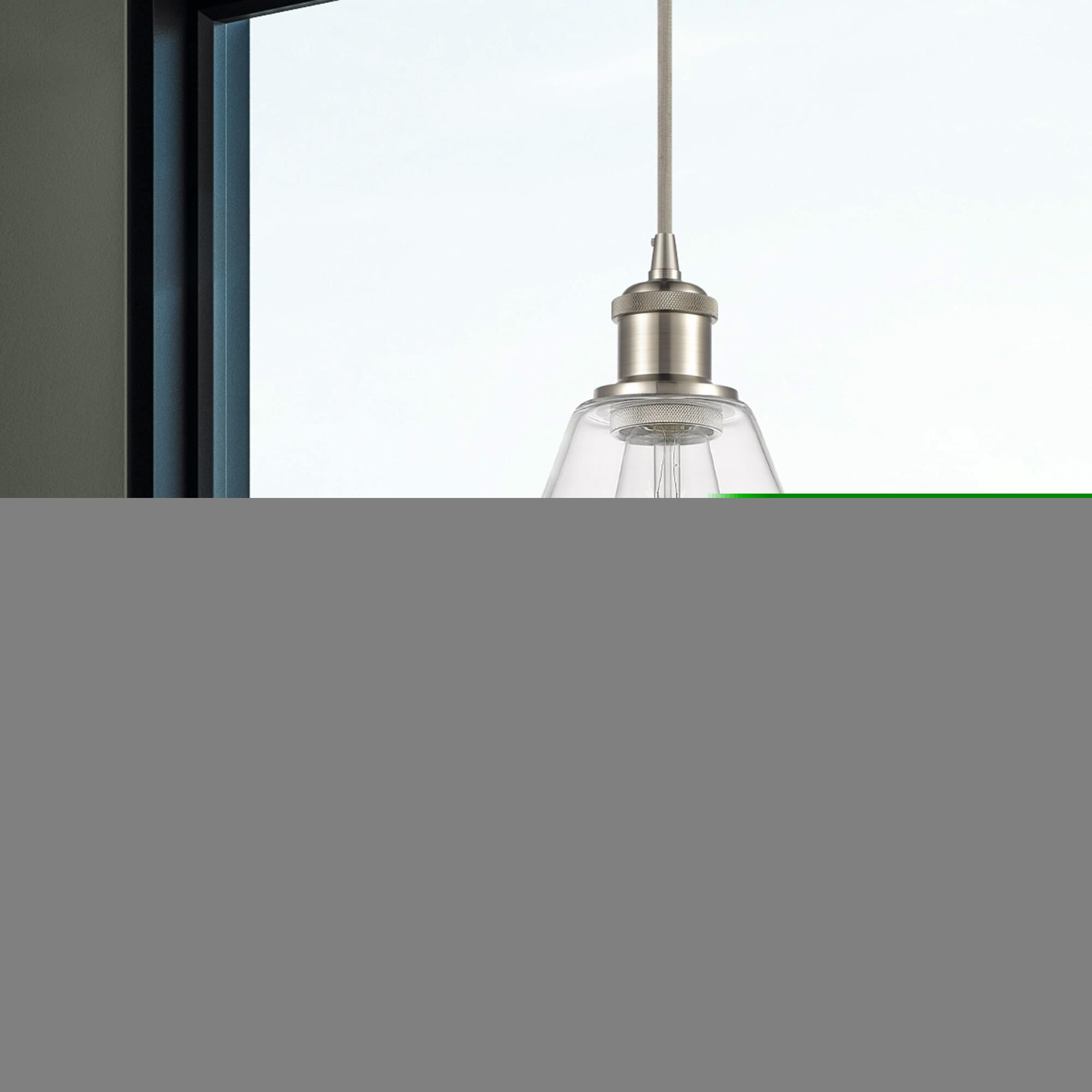 Shown in Brushed Satin Nickel finish and Cased Matte White glass