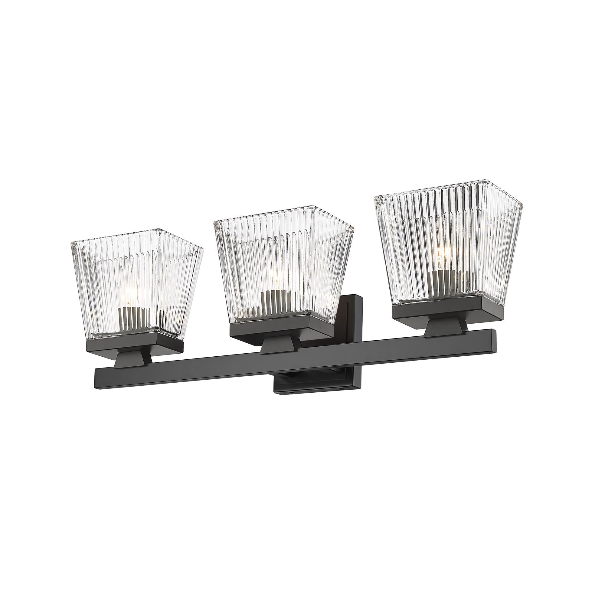 Shown in Matte Black finish and Glass shade