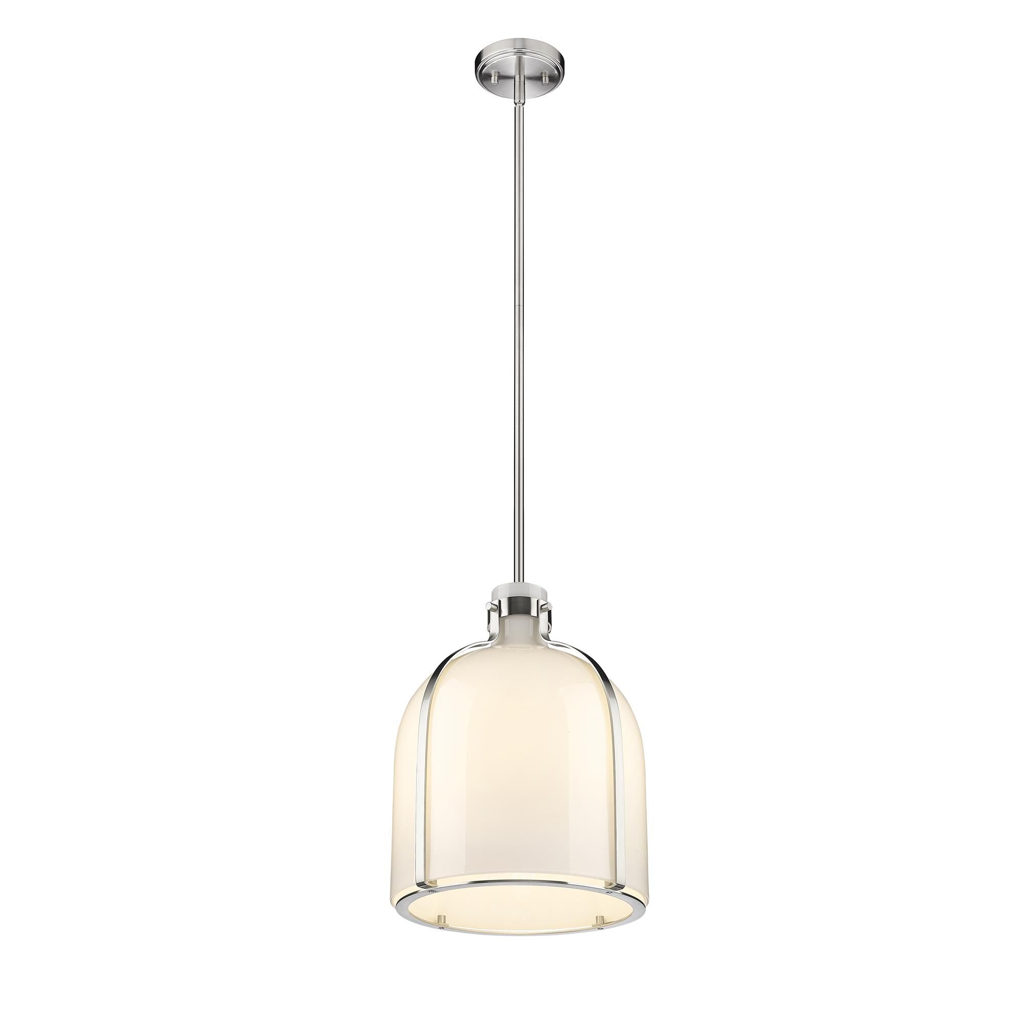 Shown in Brushed Nickel finish and Glass shade