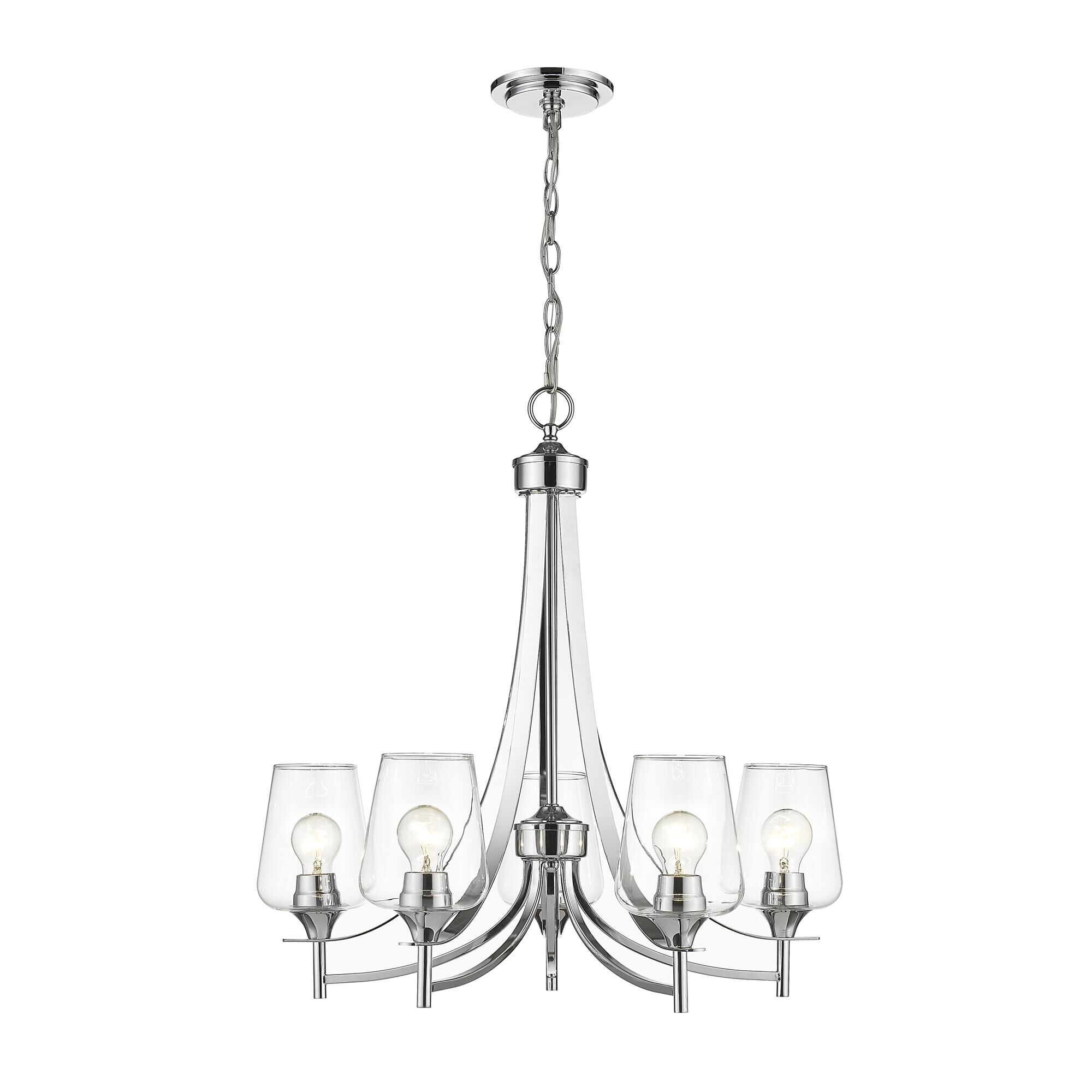 Shown in Chrome finish and Glass shade