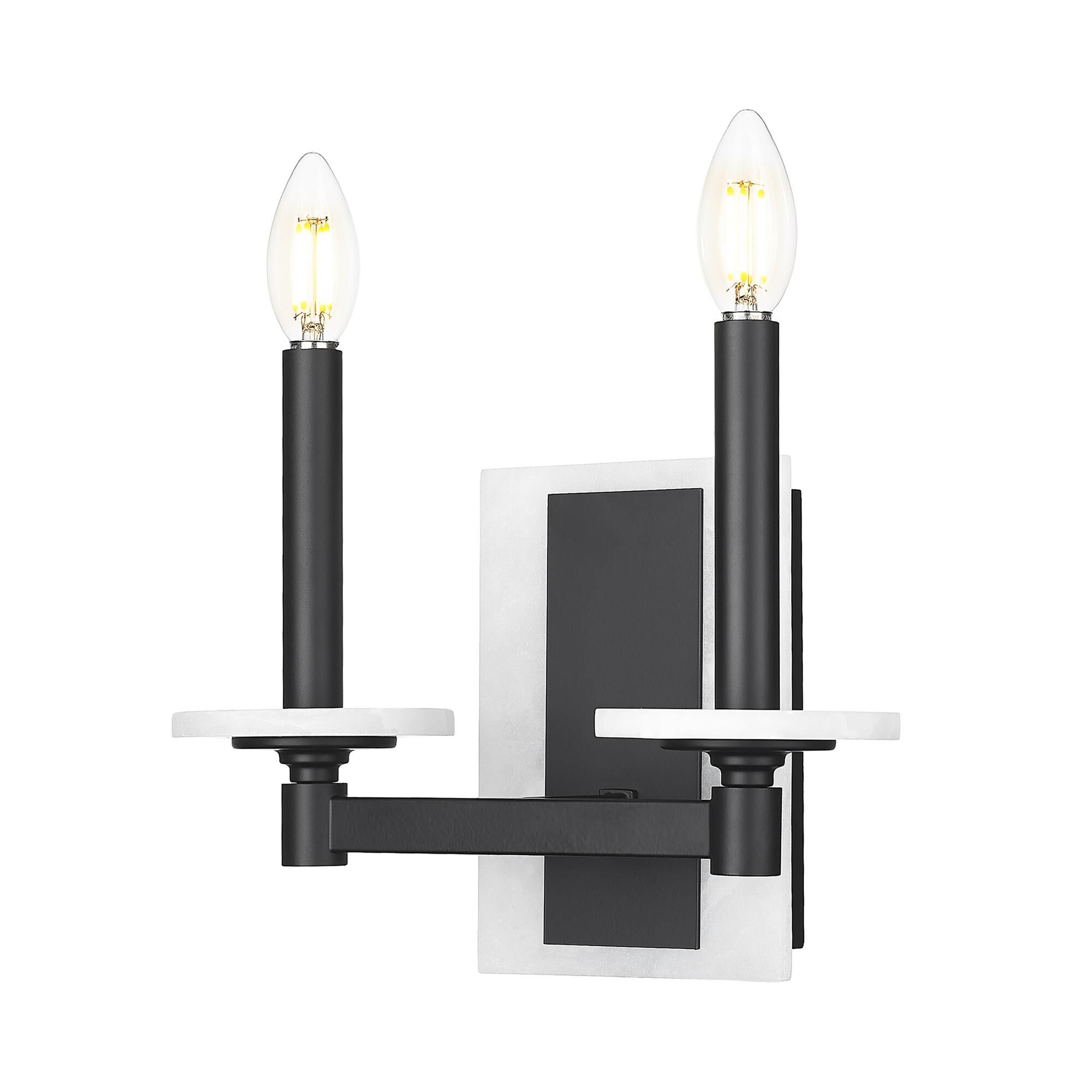 Shown in Matte Black finish and Alabaster glass and Alabaster shade