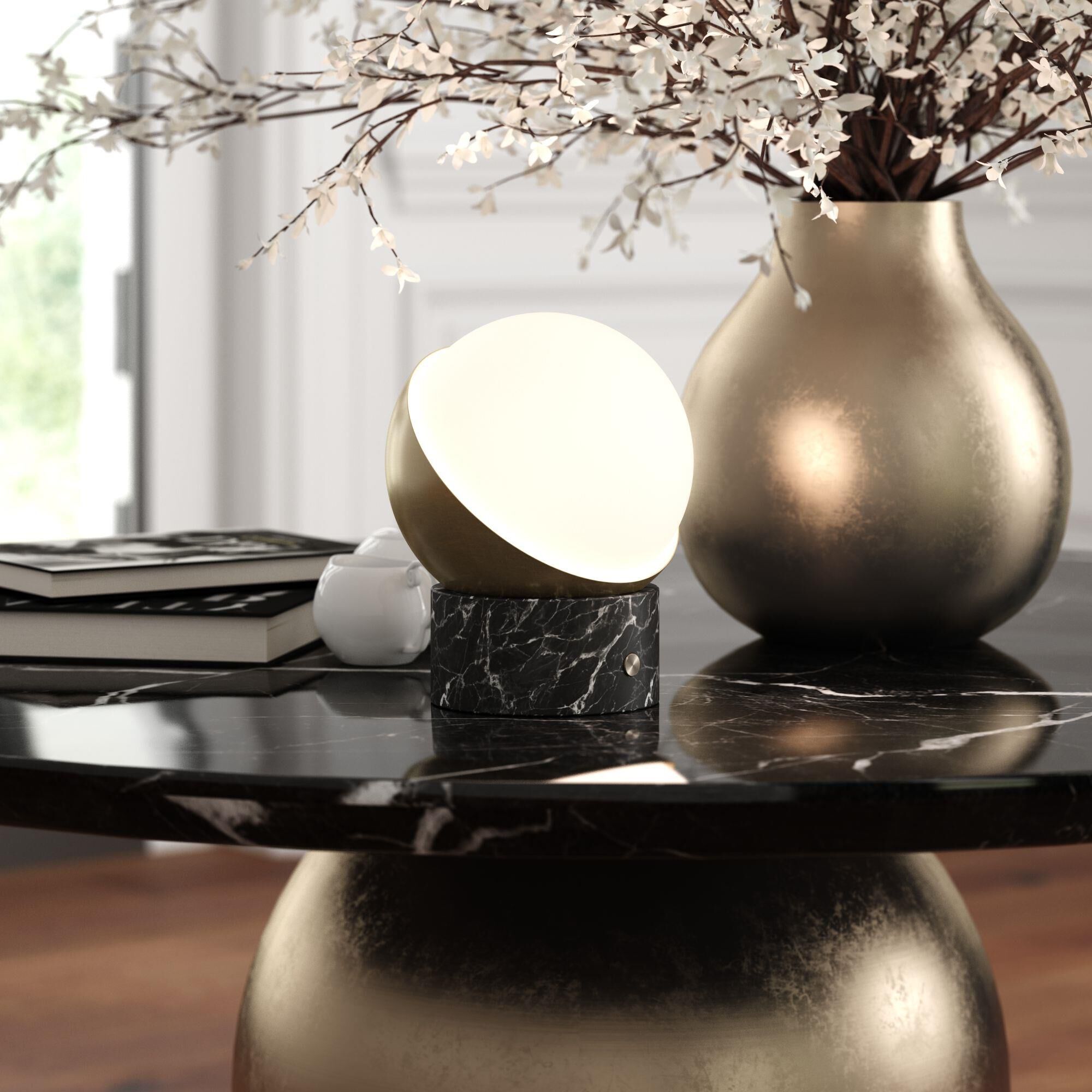Shown in Black Marble and Brushed Brass finish