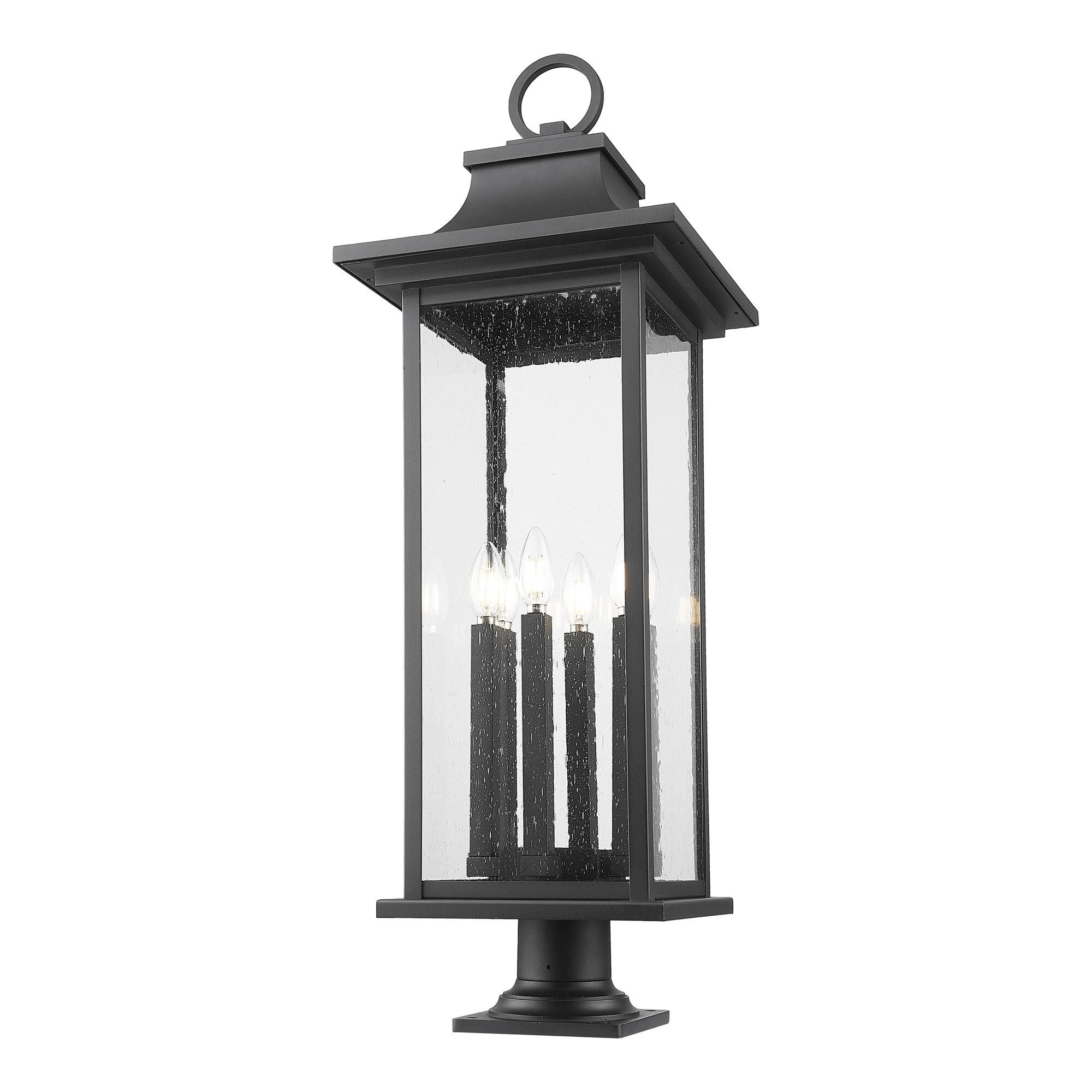 Shown in Black finish and Clear Seedy glass and Clear Seedy shade