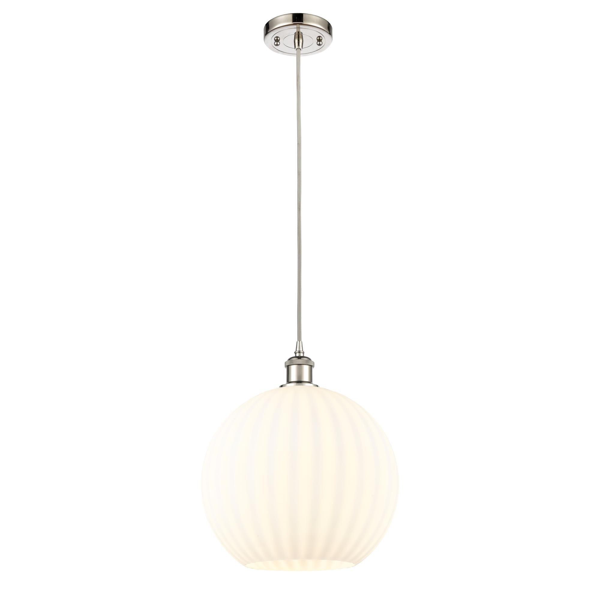 Shown in Polished Nickel finish and White Venetian glass