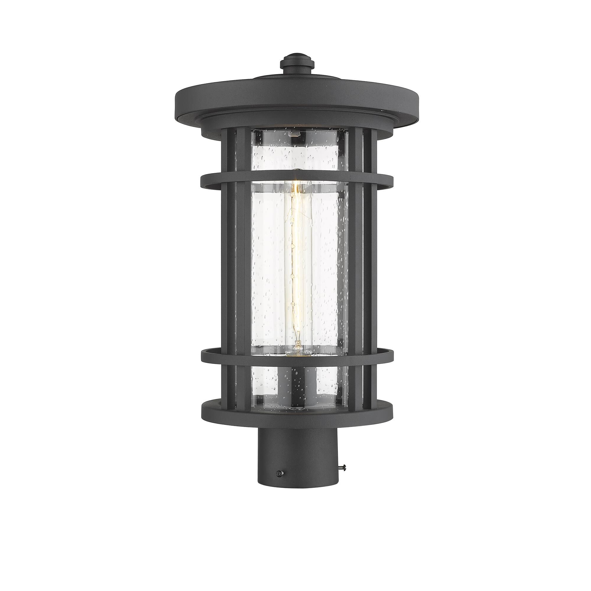 Shown in Black finish and Glass shade