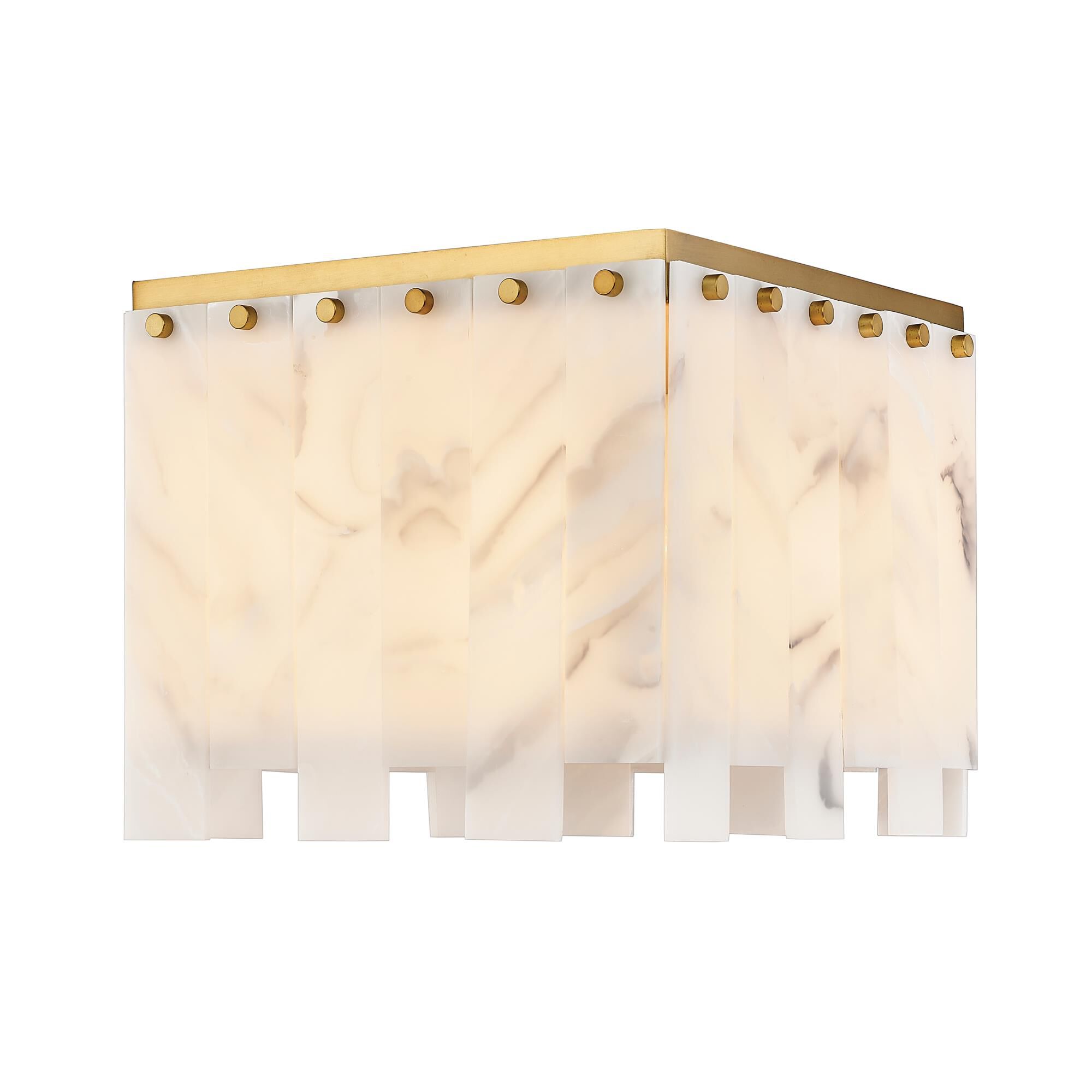 Shown in Rubbed Brass finish and Alabaster Resin shade
