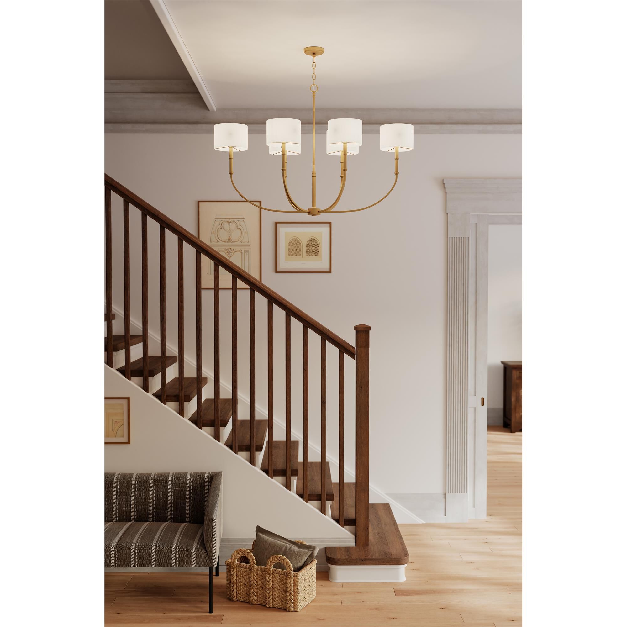 Shown in Legacy Brass finish and White shade