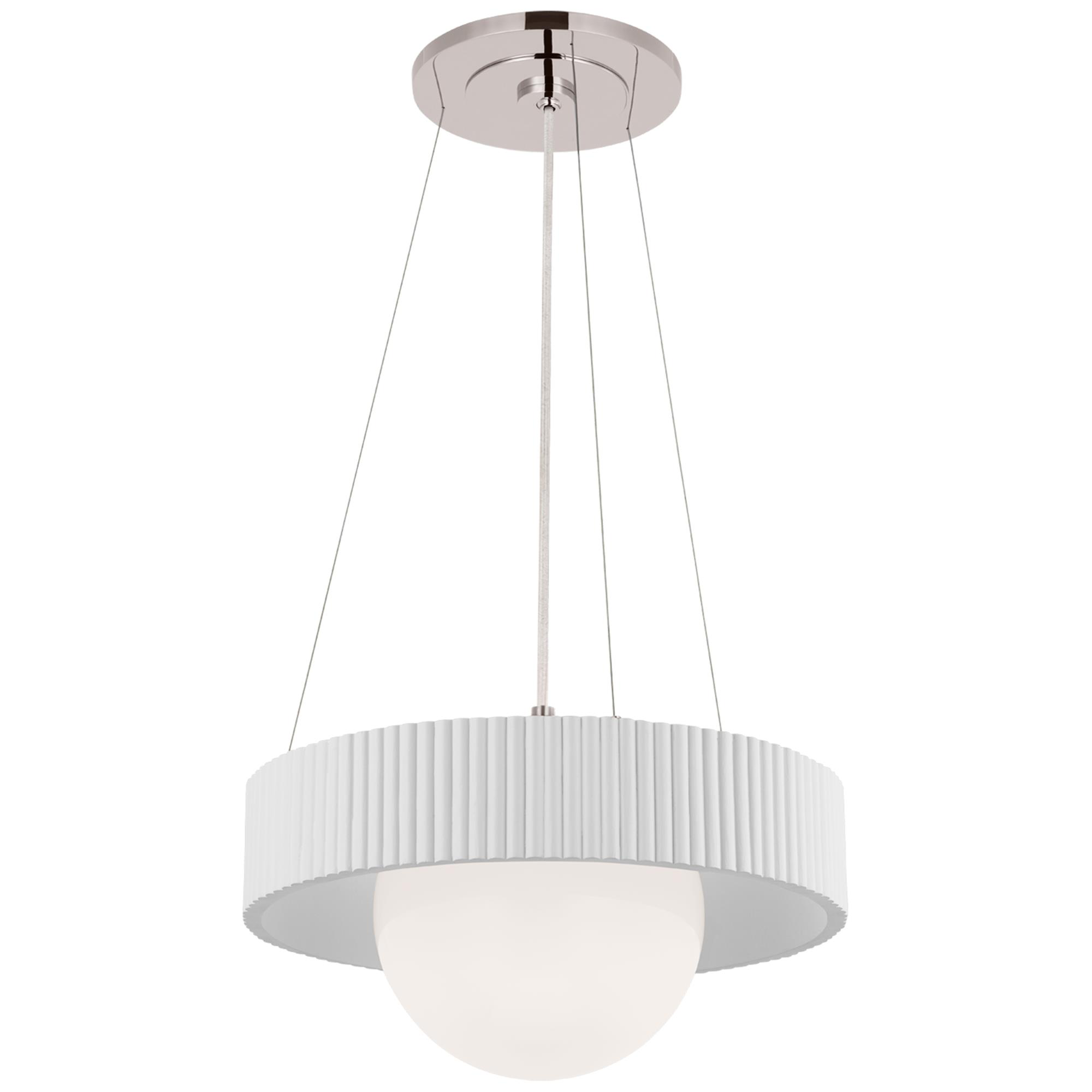 Shown in Polished Nickel and Matte White finish and White glass