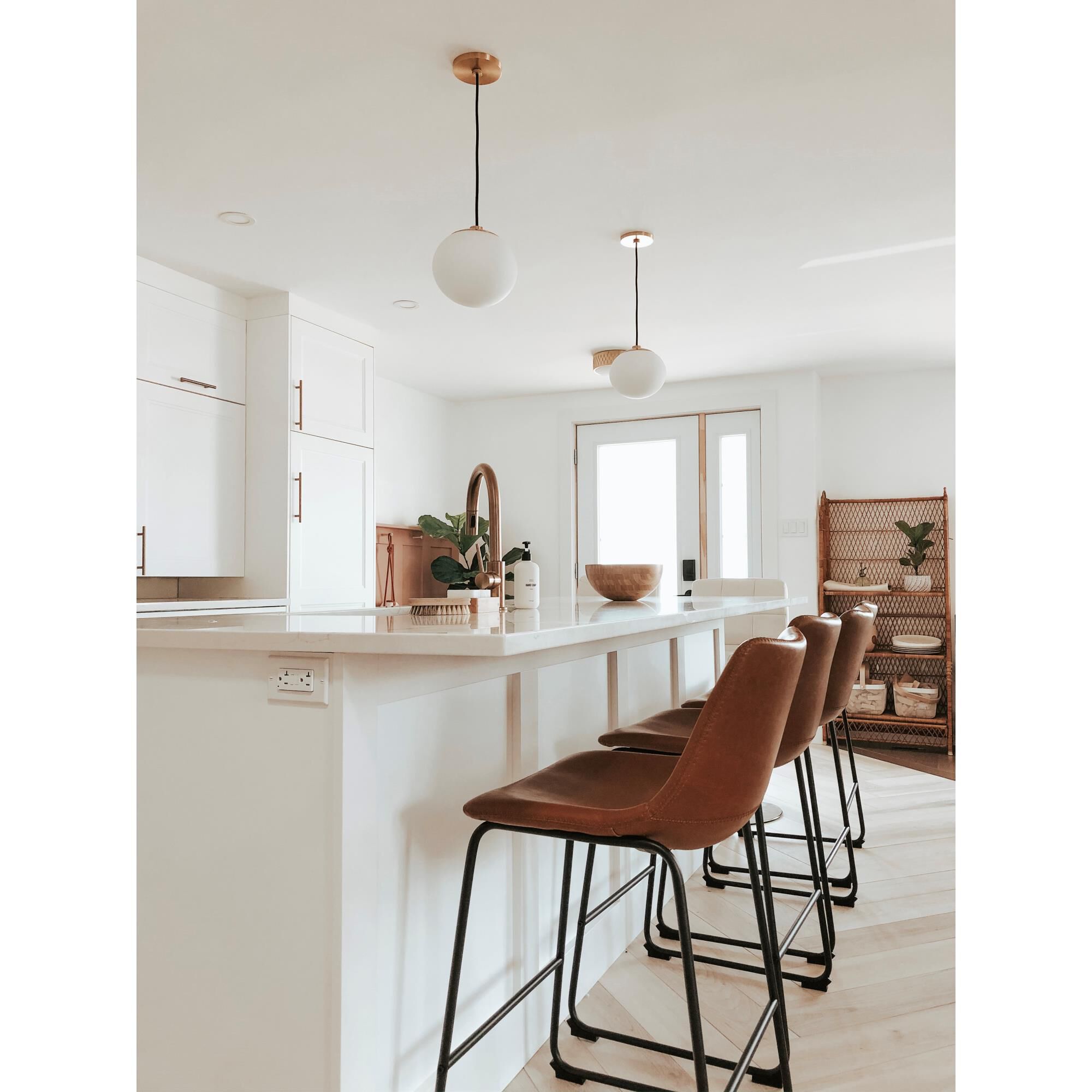 Shown in Aged Brass finish and Opal Etched glass