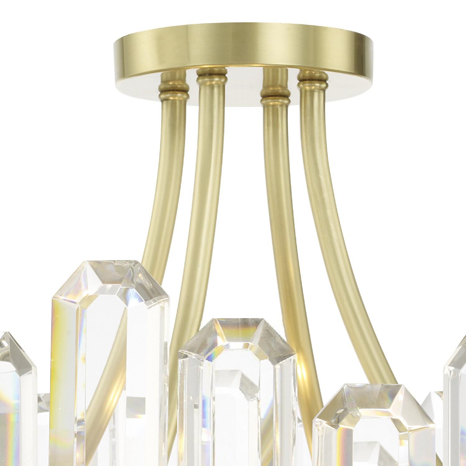 Shown in Aged Brass finish and Faceted crystal