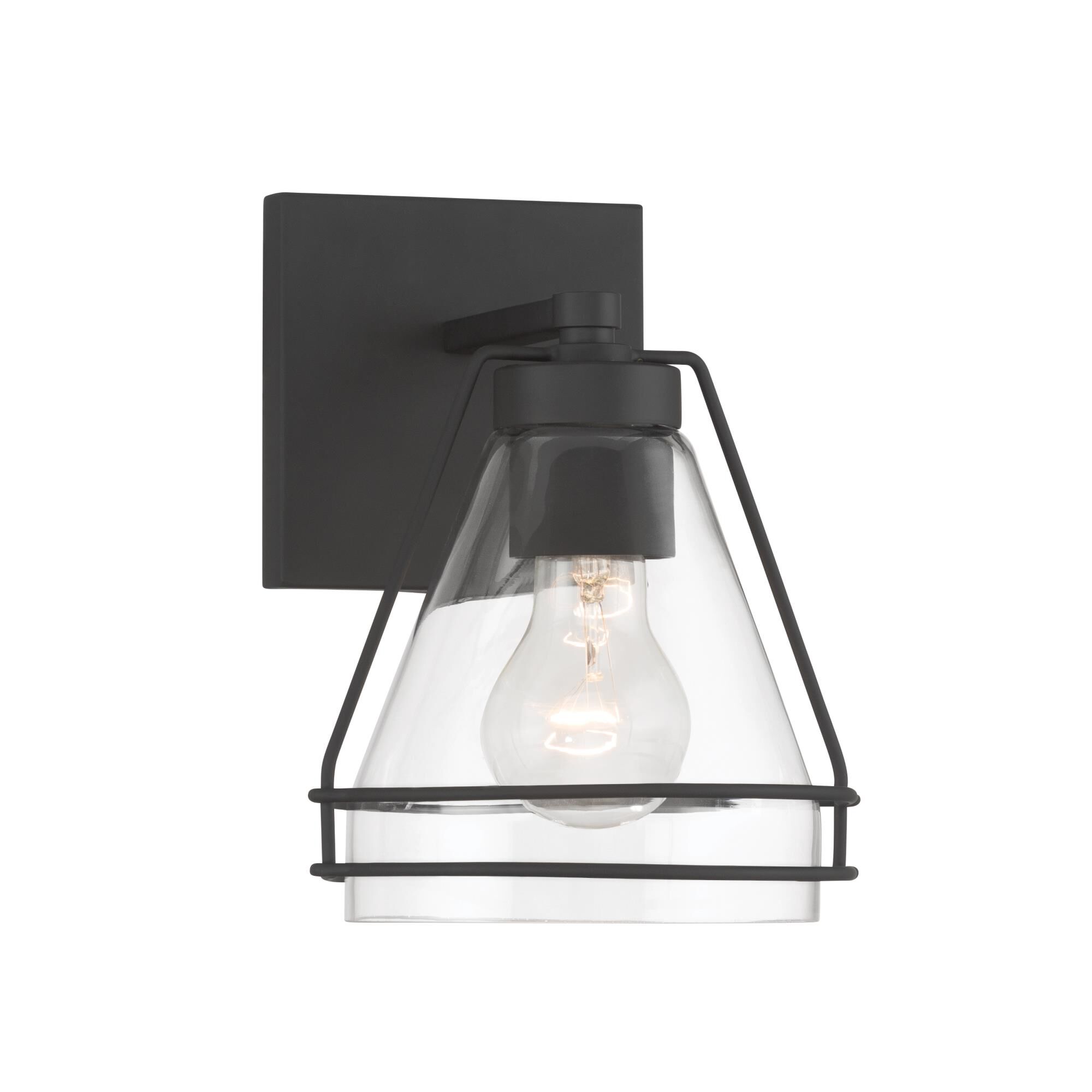 Shown in Dark Matte Black finish and Clear glass