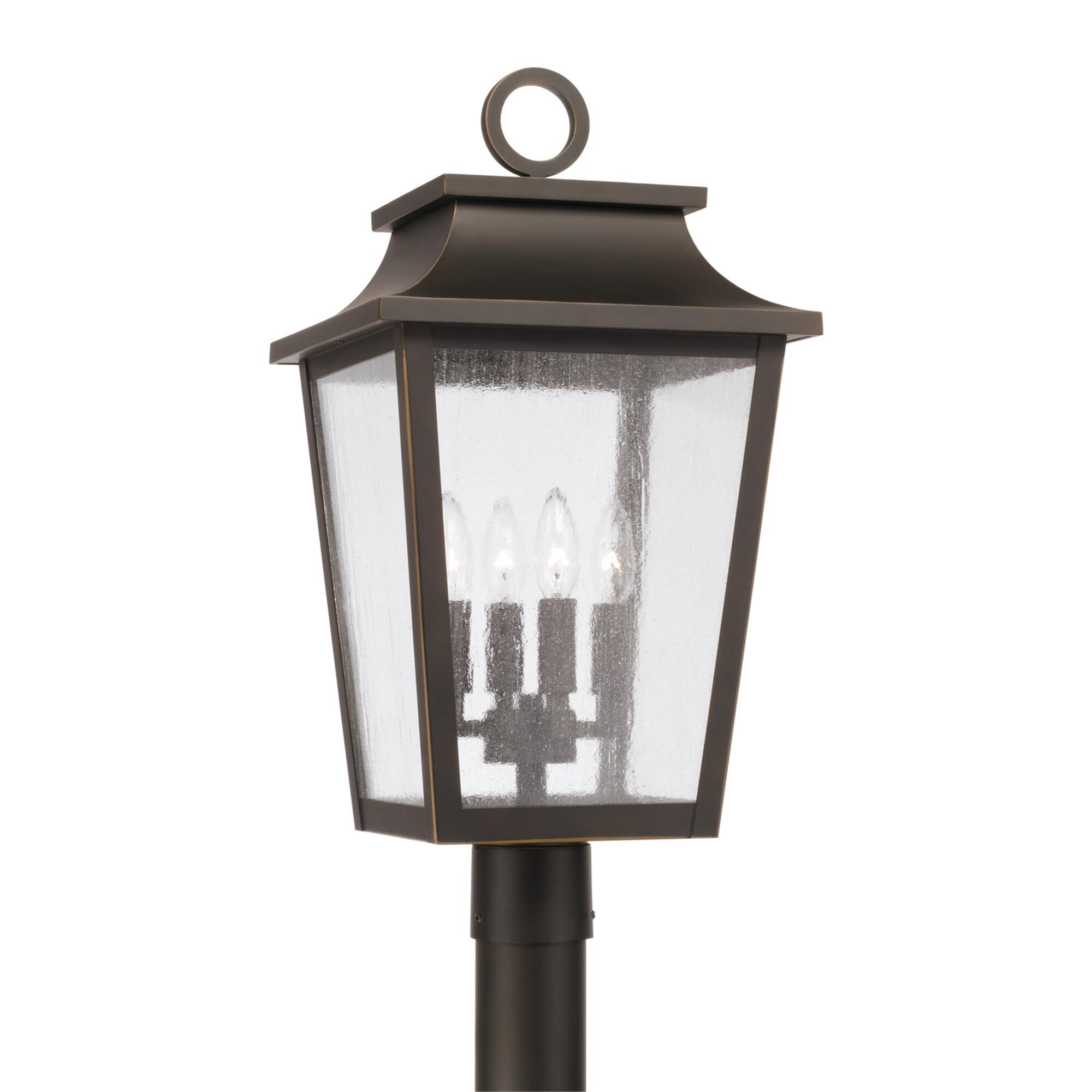 Shown in Oiled Bronze finish and Antiqued glass