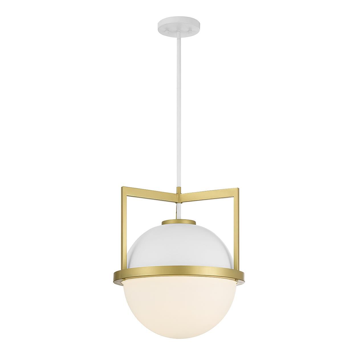 Shown in White with Warm Brass finish and White Opal glass