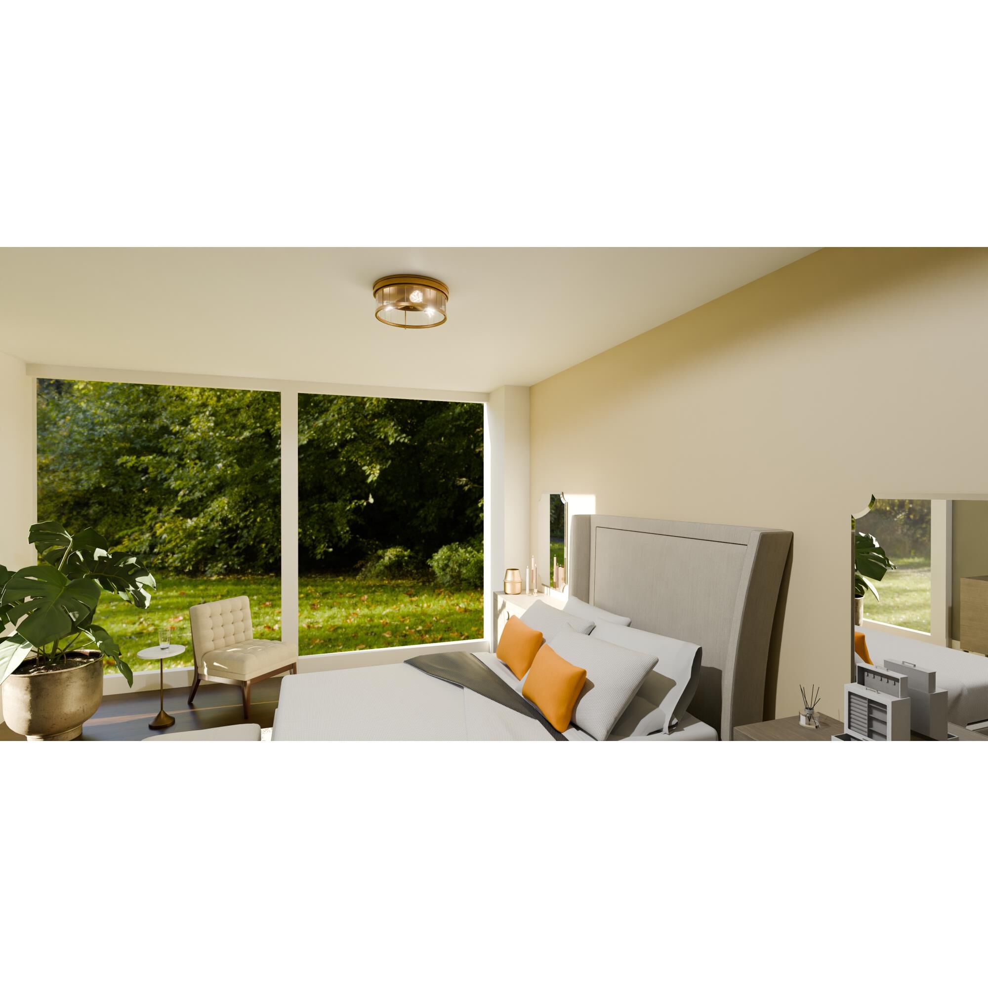 Shown in Weathered Brass finish and Clear Seedy glass