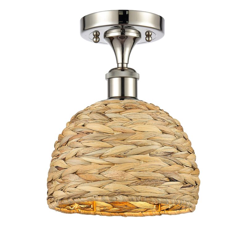 Bruno Marashlian Woven Rattan 8 Inch Semi Flush Mount by Innovations Lighting