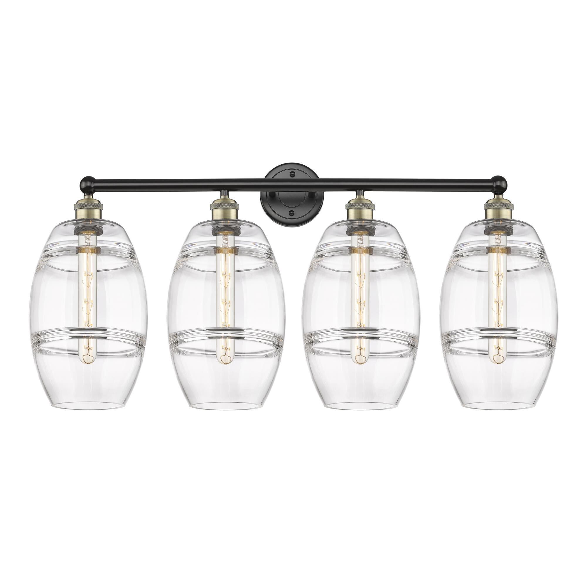 Shown in Black Antique Brass finish and Clear glass