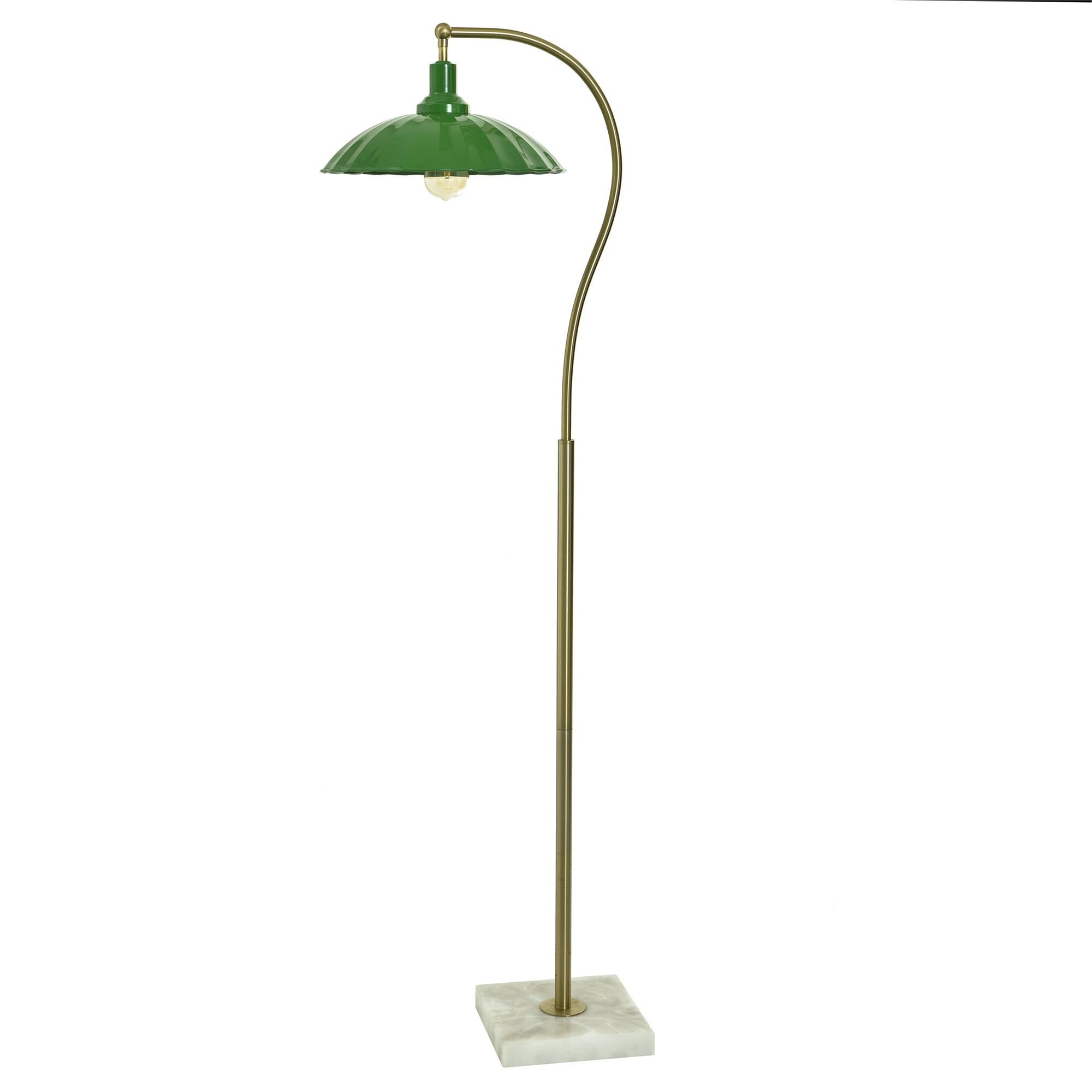 Shown in White Marble and Polished Brass finish and Glossy Green shade