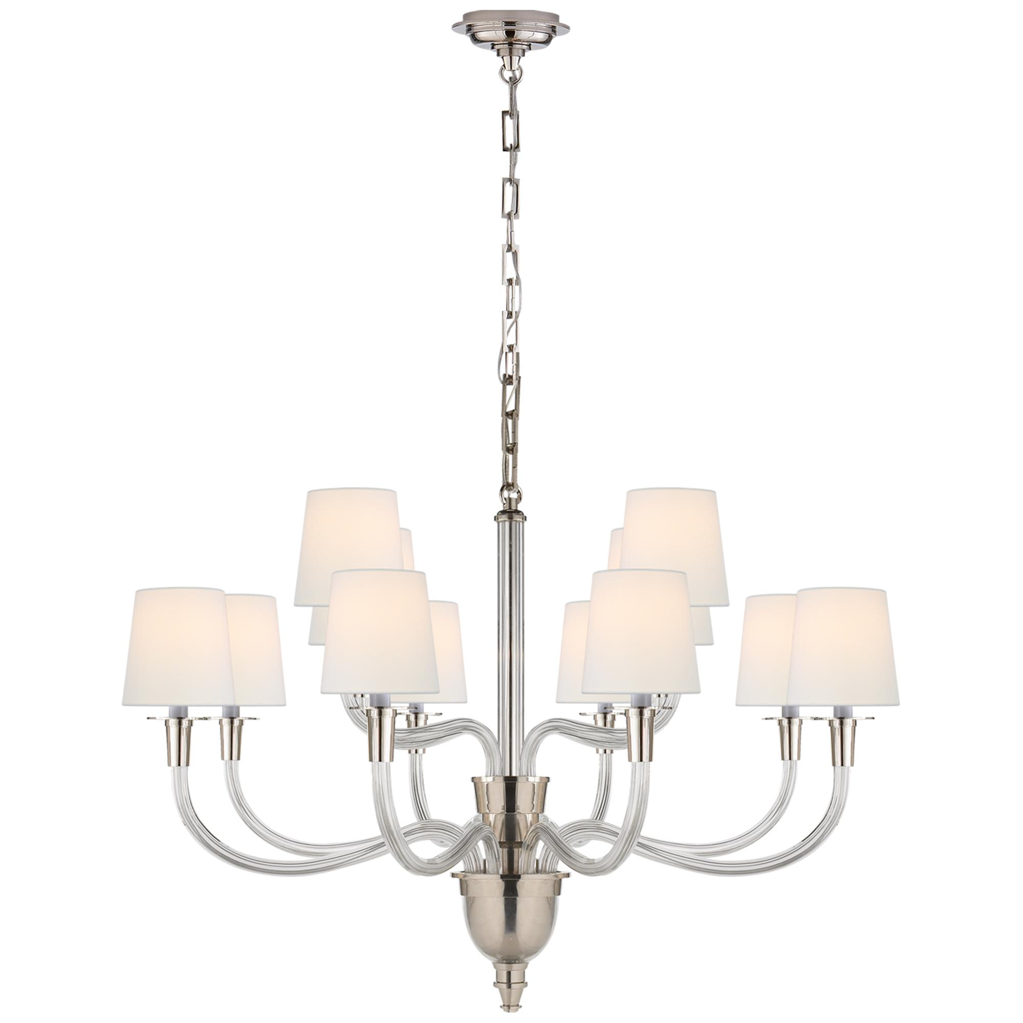 Shown in Polished Nickel finish and Linen shade
