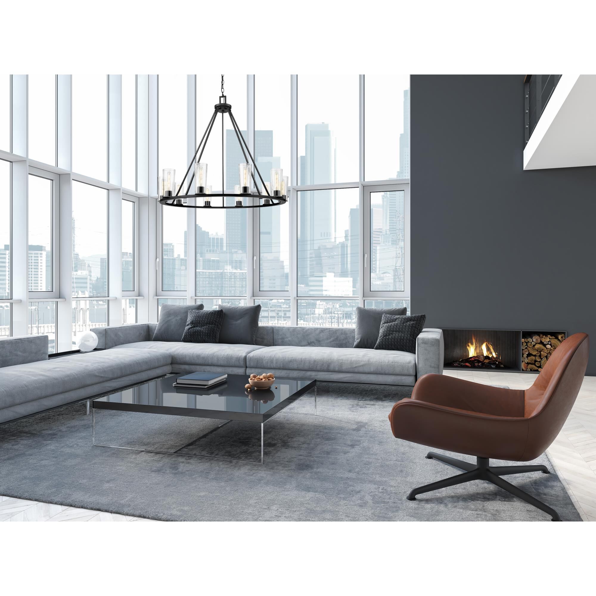 Shown in Matte Black finish and Clear glass and Clear shade