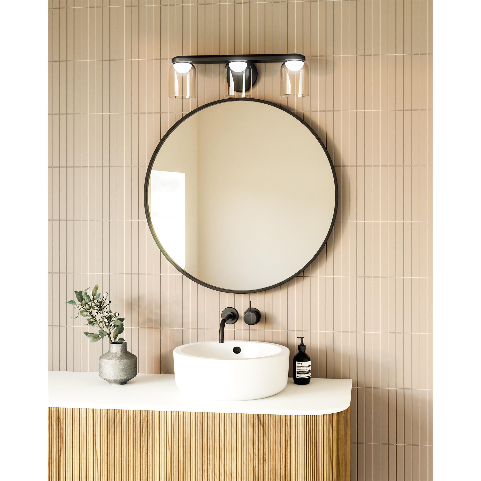 Shown in Black/Clear Glass finish