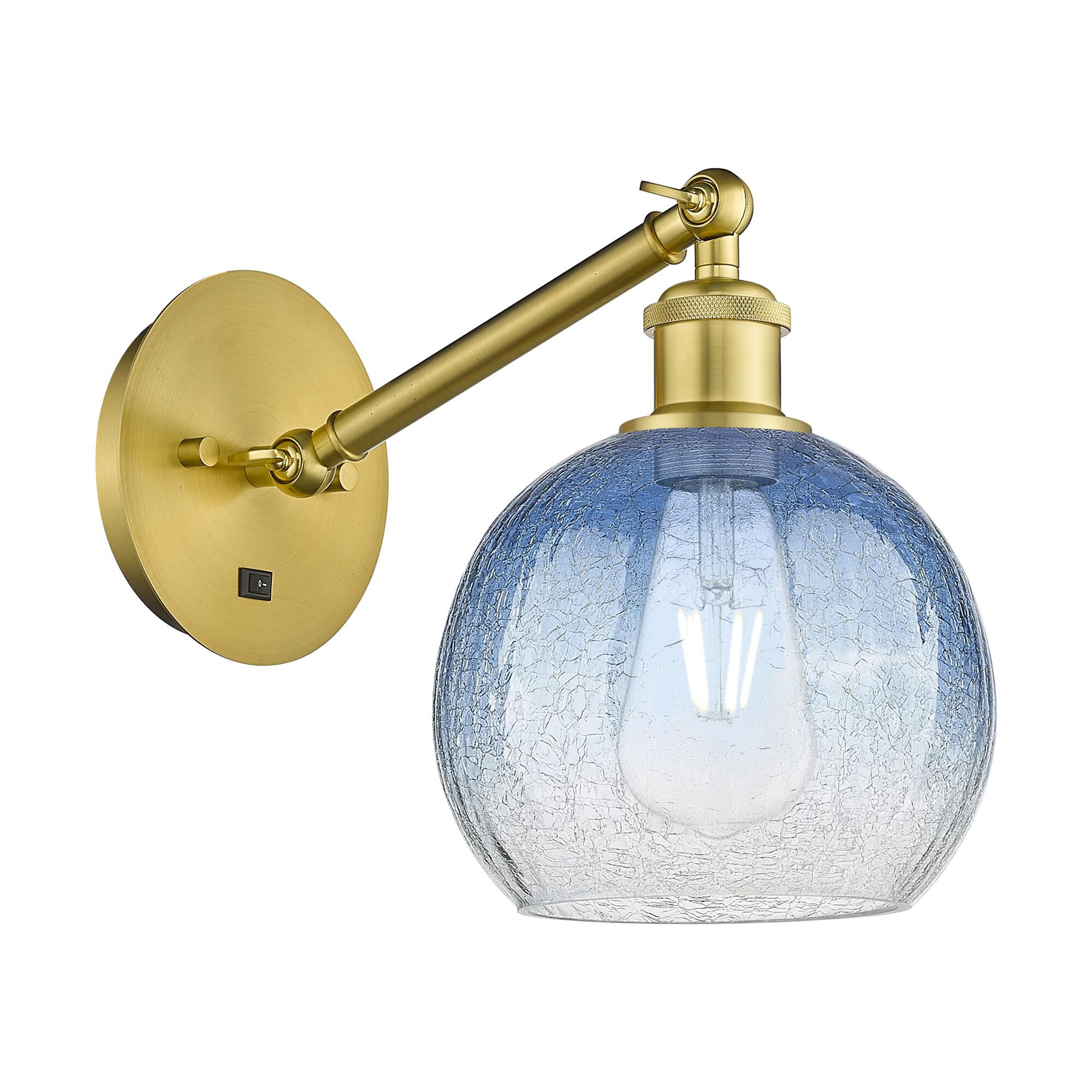 Shown in Satin Gold finish and Sapphire Blue glass