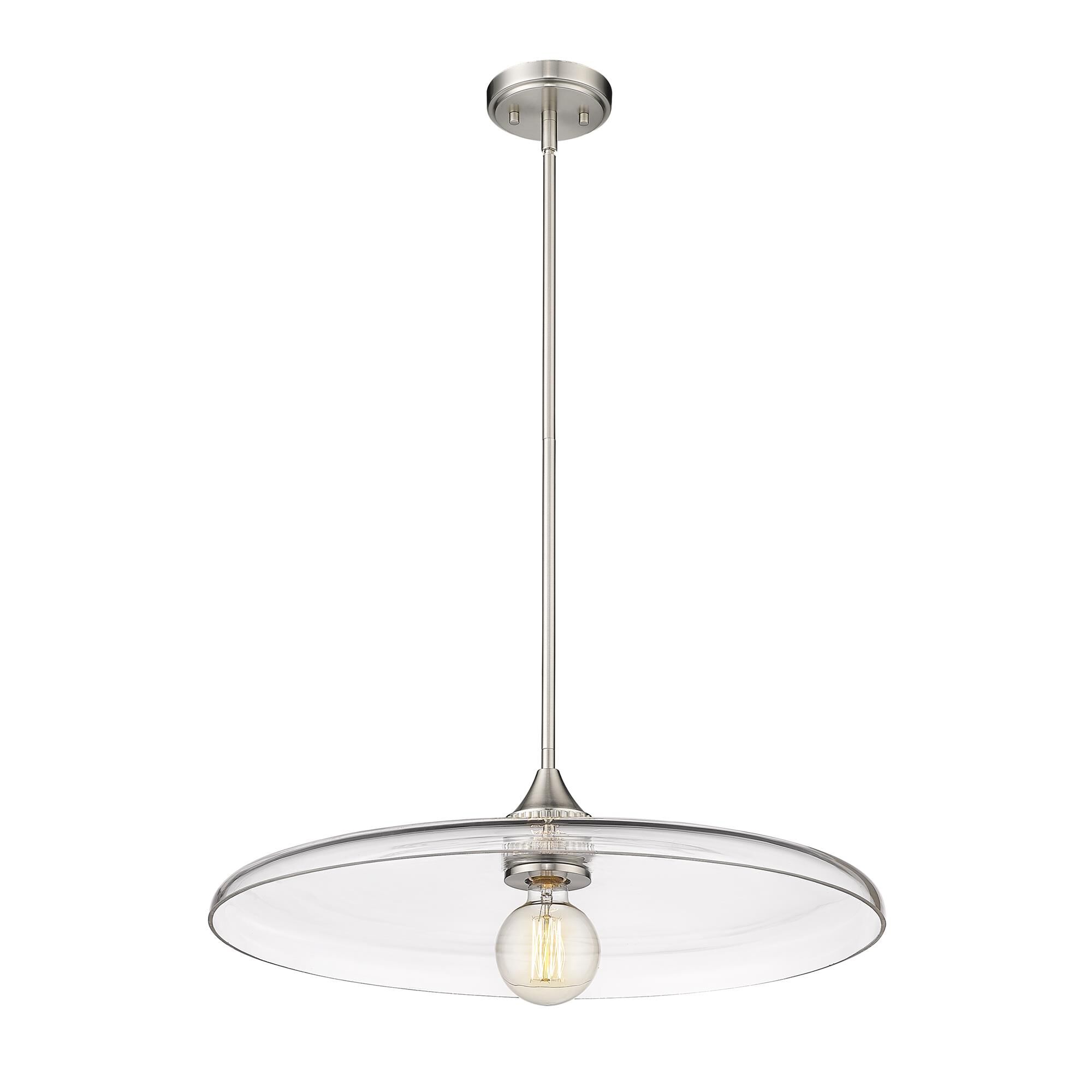 Shown in Brushed Nickel finish and Clear glass