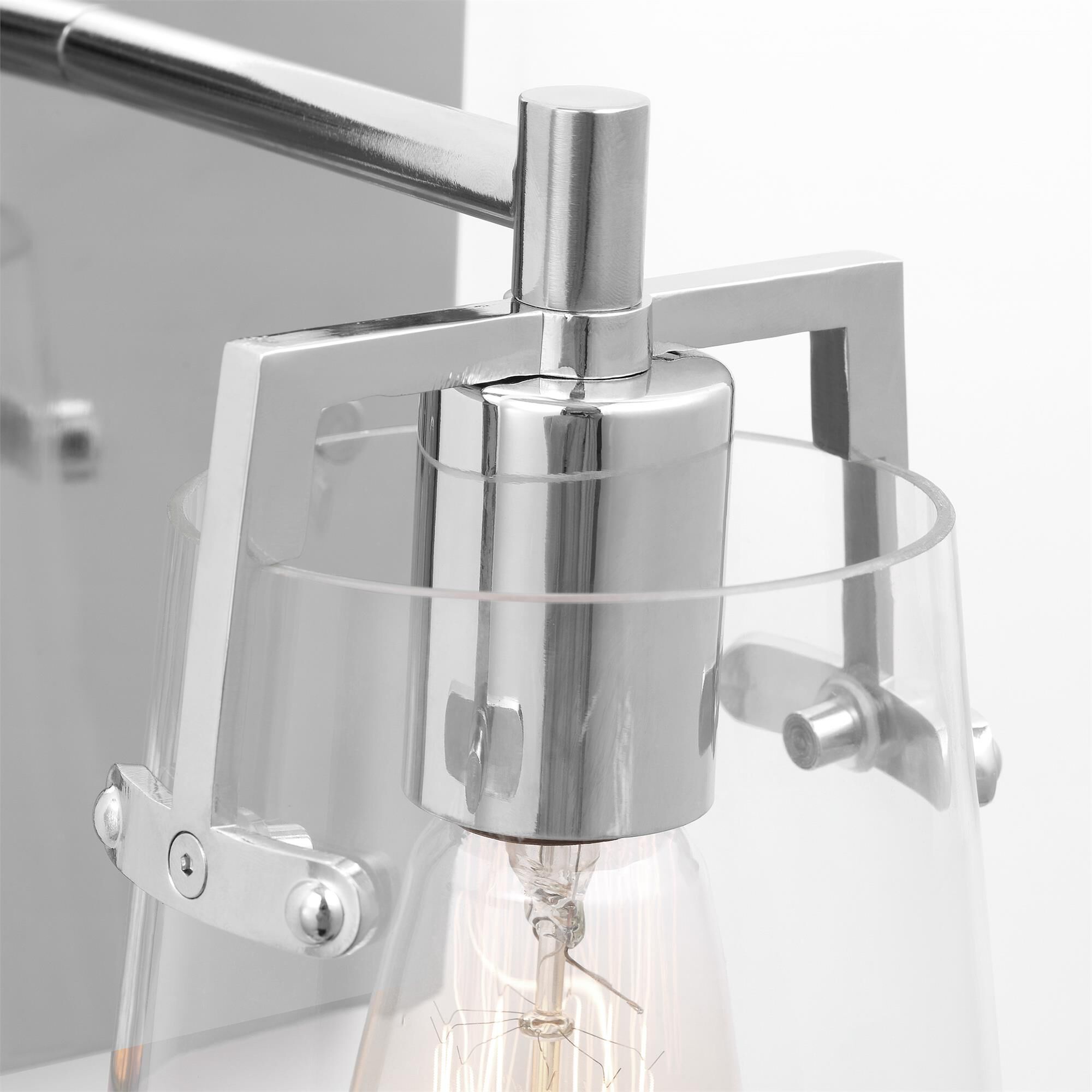 Shown in Chrome finish and Clear Glass shade