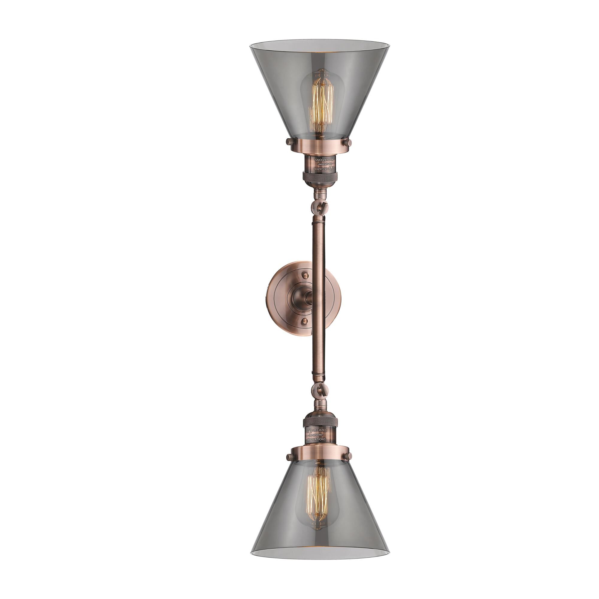 Shown in Antique Copper finish and Smoked glass