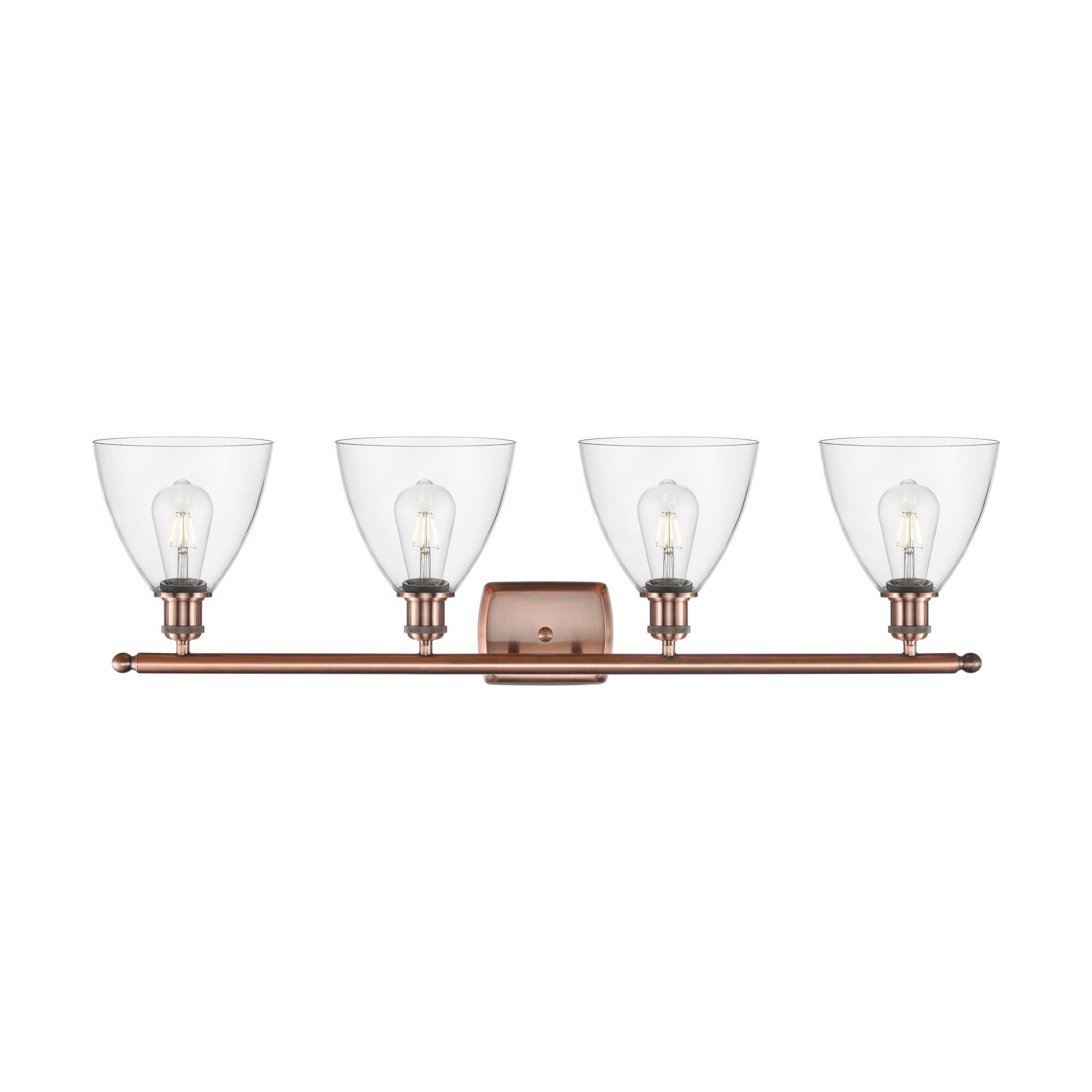 Shown in Antique Copper finish and Clear Ballston Dome glass and No Shade shade