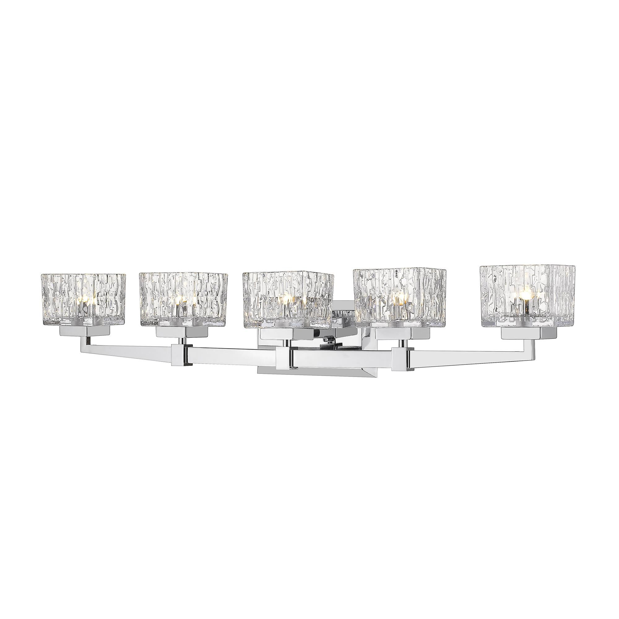 Shown in Chrome finish and Glass shade