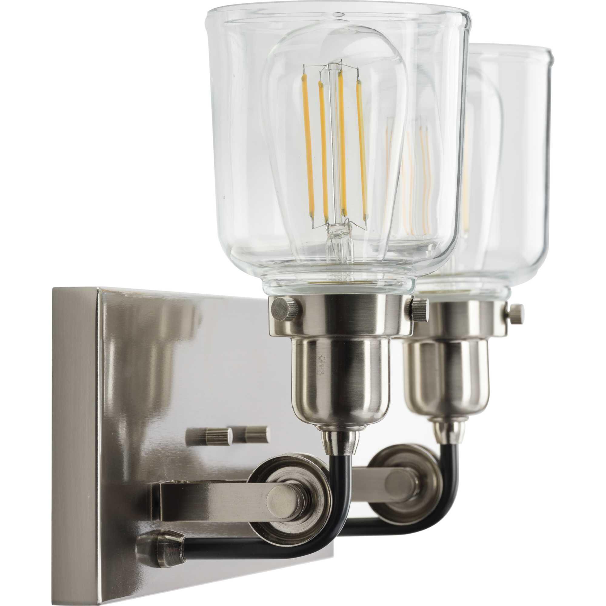 Shown in Brushed Nickel finish and Clear glass