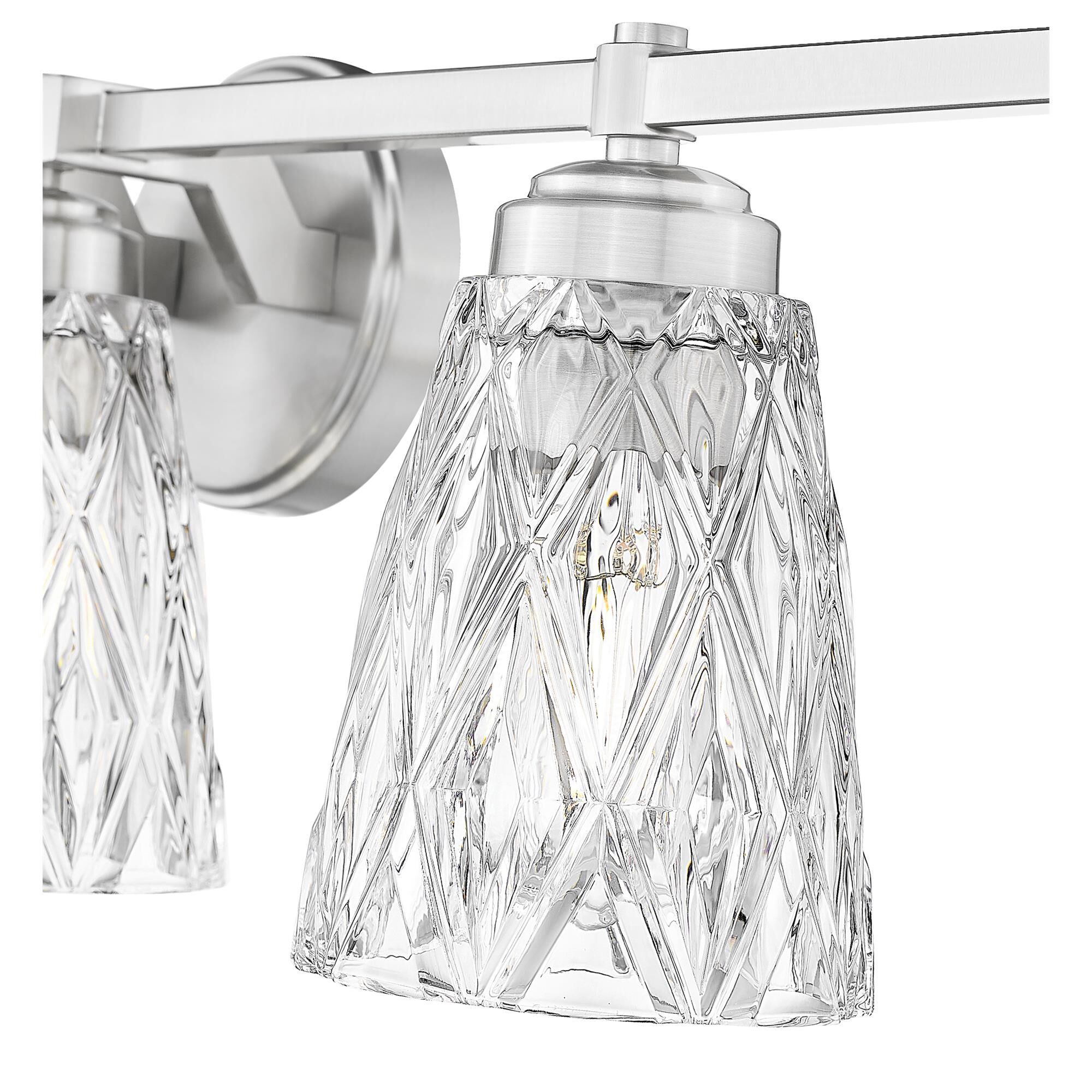Shown in Brushed Nickel finish and Clear glass