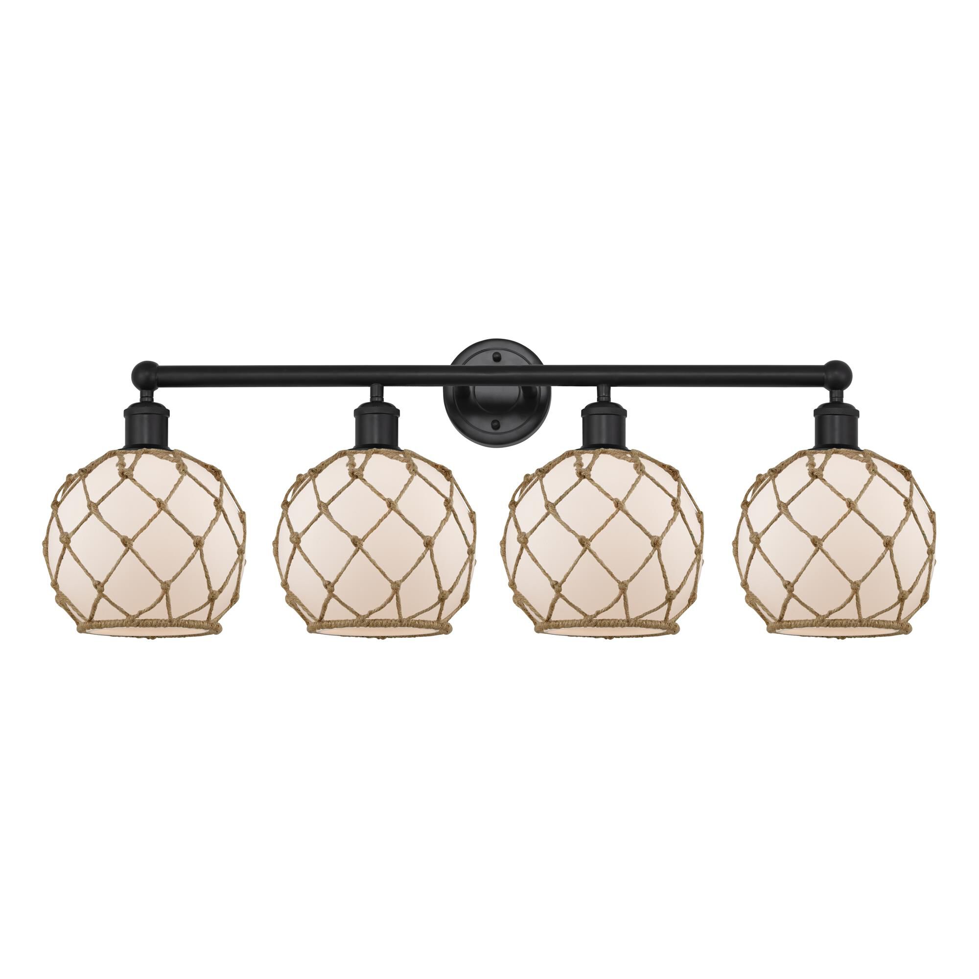 Shown in Matte Black finish and White with Brown Rope glass