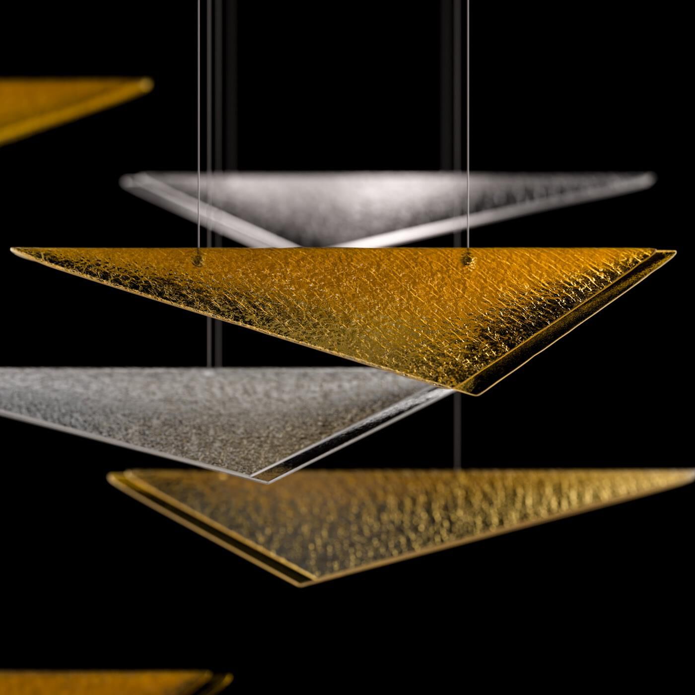 Shown in Gold finish and Amber Hammered glass