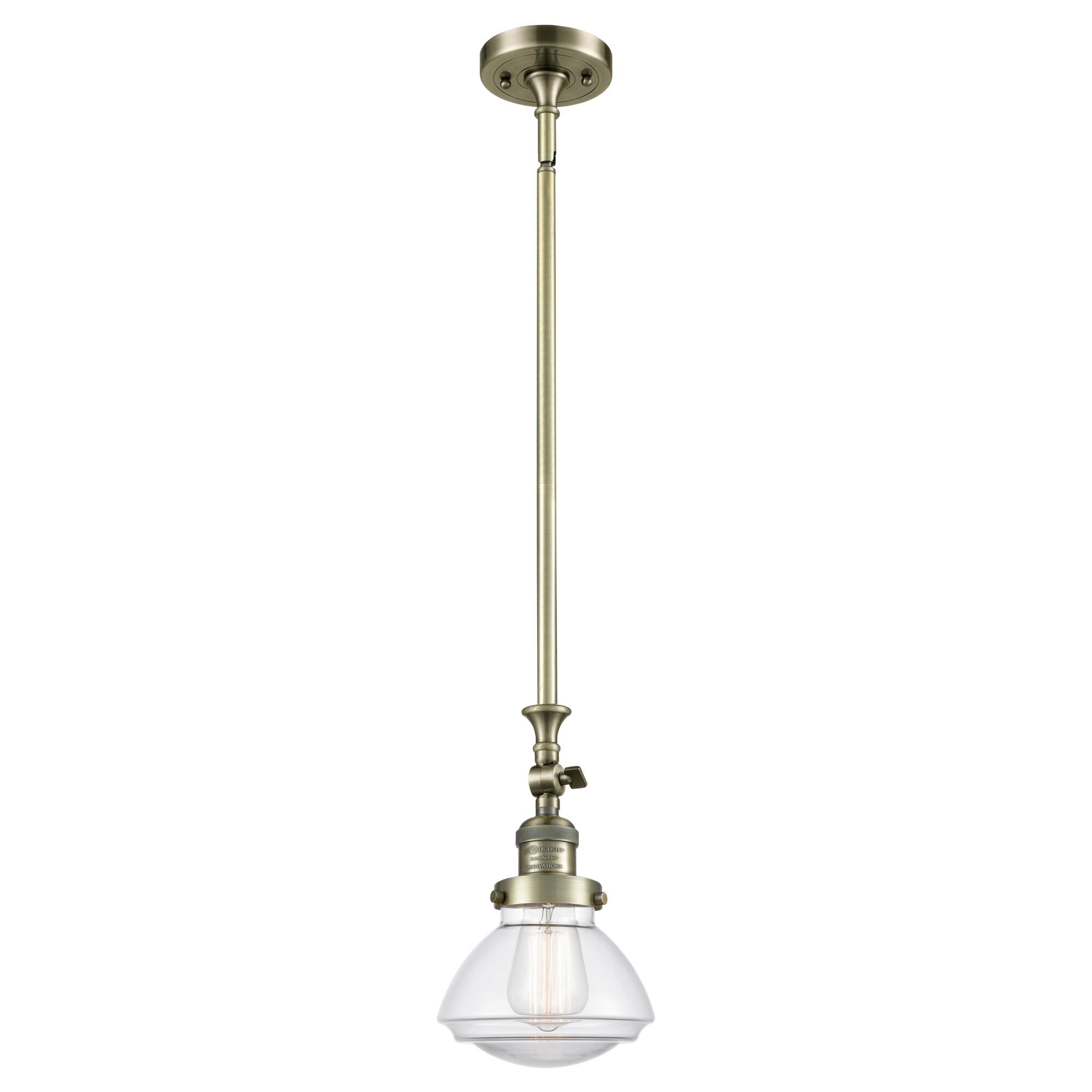 Shown in Antique Brass finish and Bell glass and Glass shade
