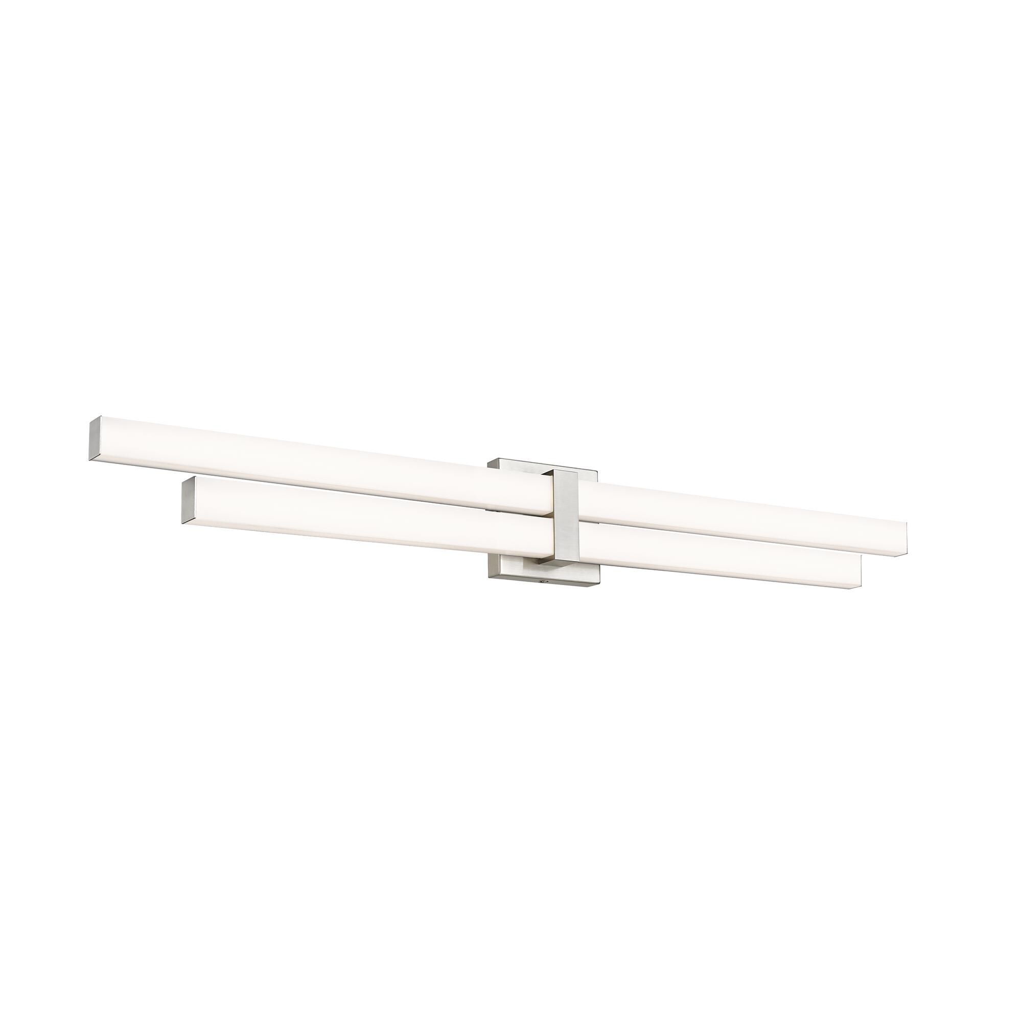 Shown in Brushed Nickel finish and Frosted glass and Frosted shade
