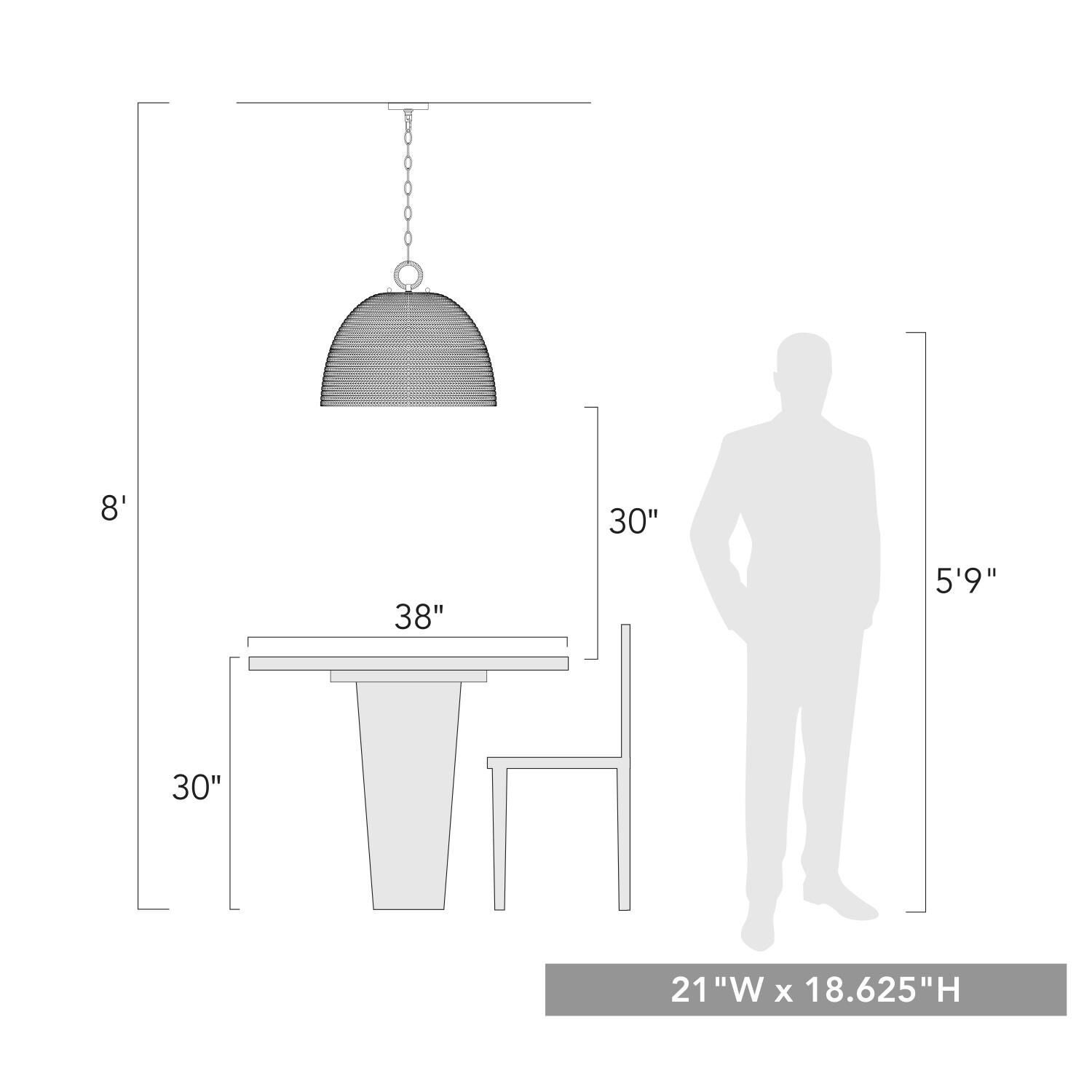 Rue 21 Inch Large Pendant by Golden Lighting