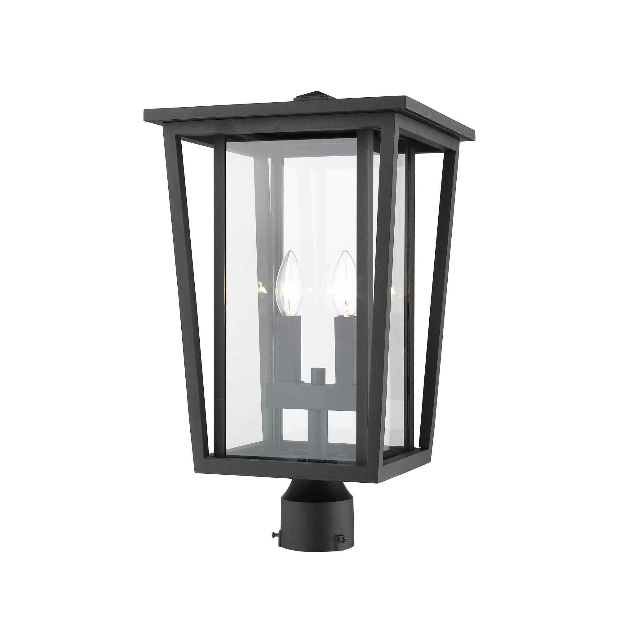 Shown in Black finish and Glass shade