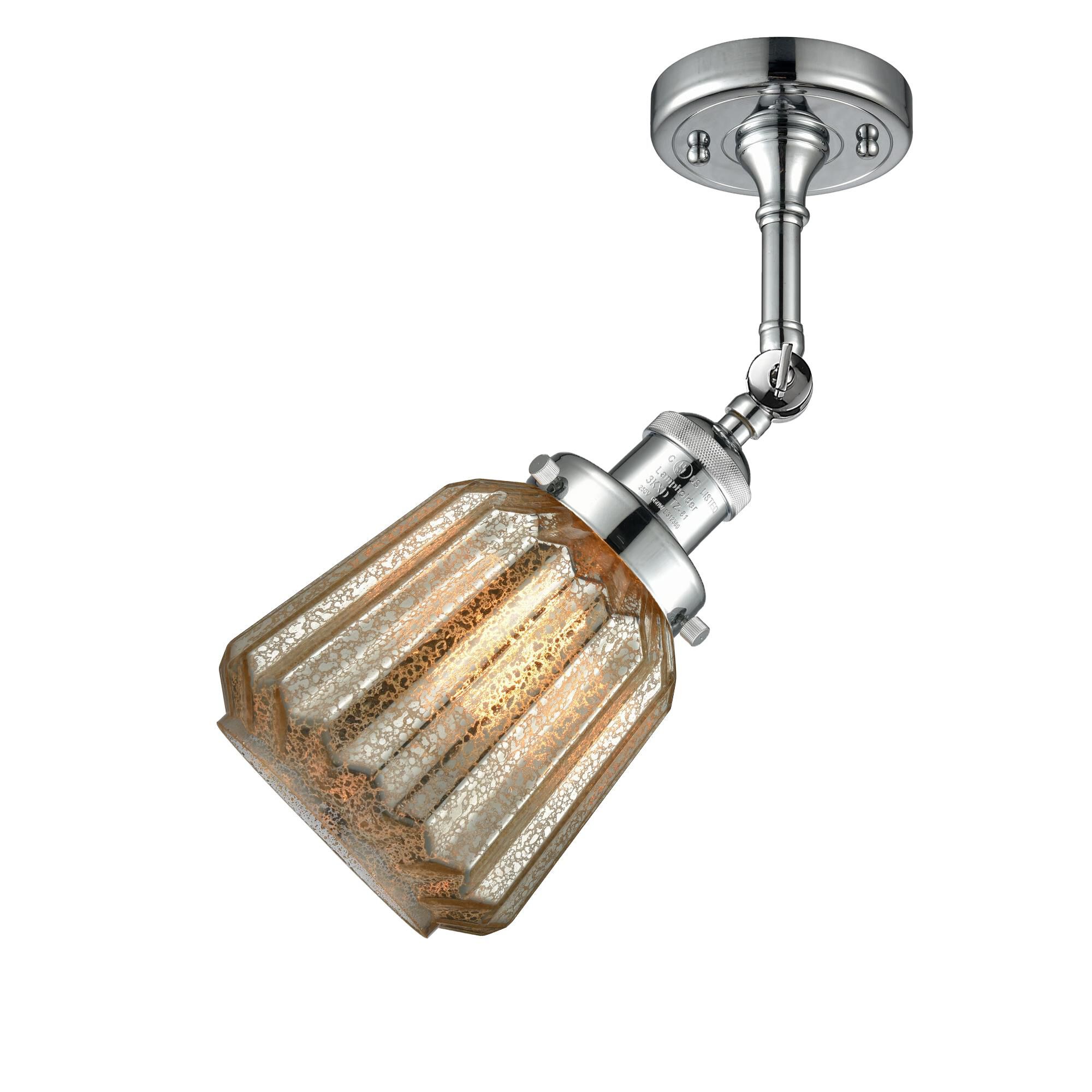 Shown in Polished Chrome finish and Mercury Fluted glass and None accent