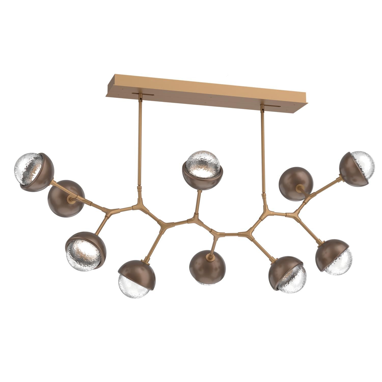 Shown in Novel Brass finish and Clear glass and Burnished Bronze accent