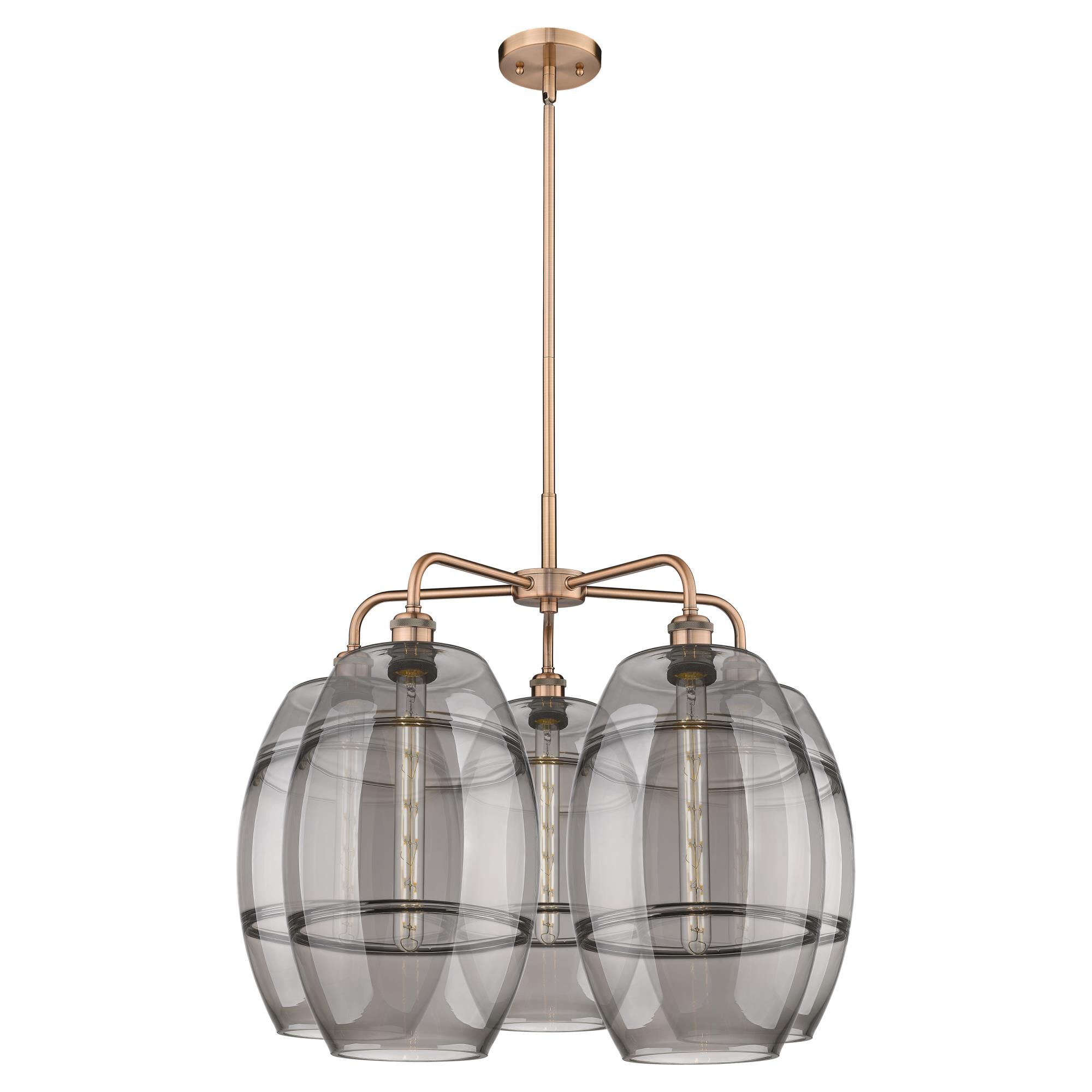 Shown in Antique Copper finish and Light Smoke glass