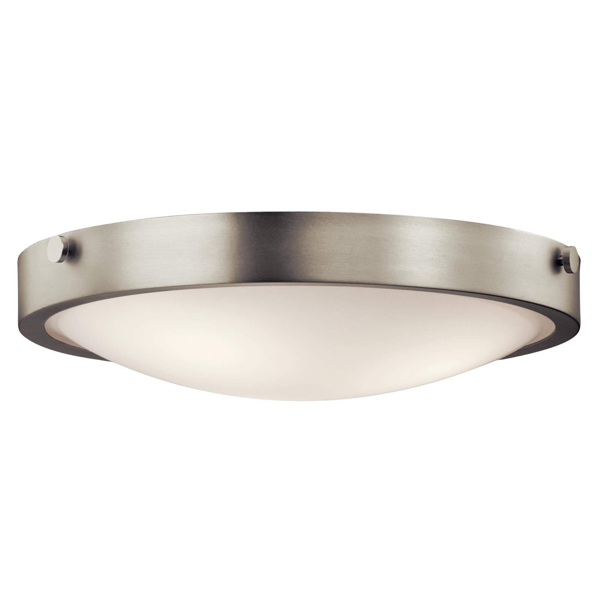 Shown in Brushed Nickel finish and Satin Etched White glass