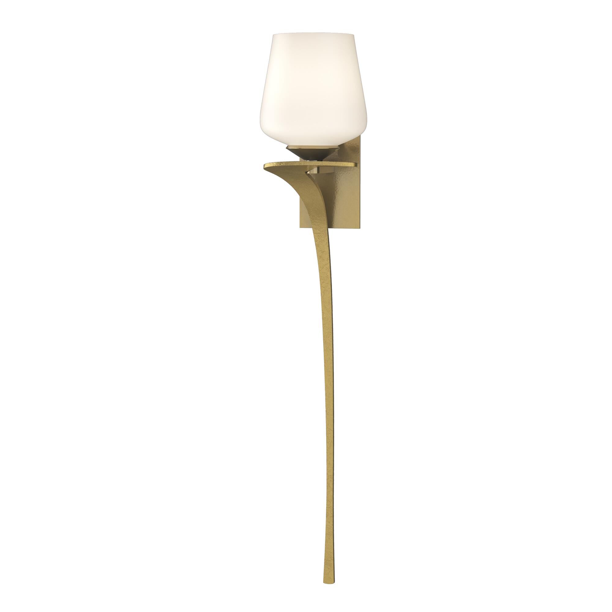 Shown in Modern Brass finish and Opal glass