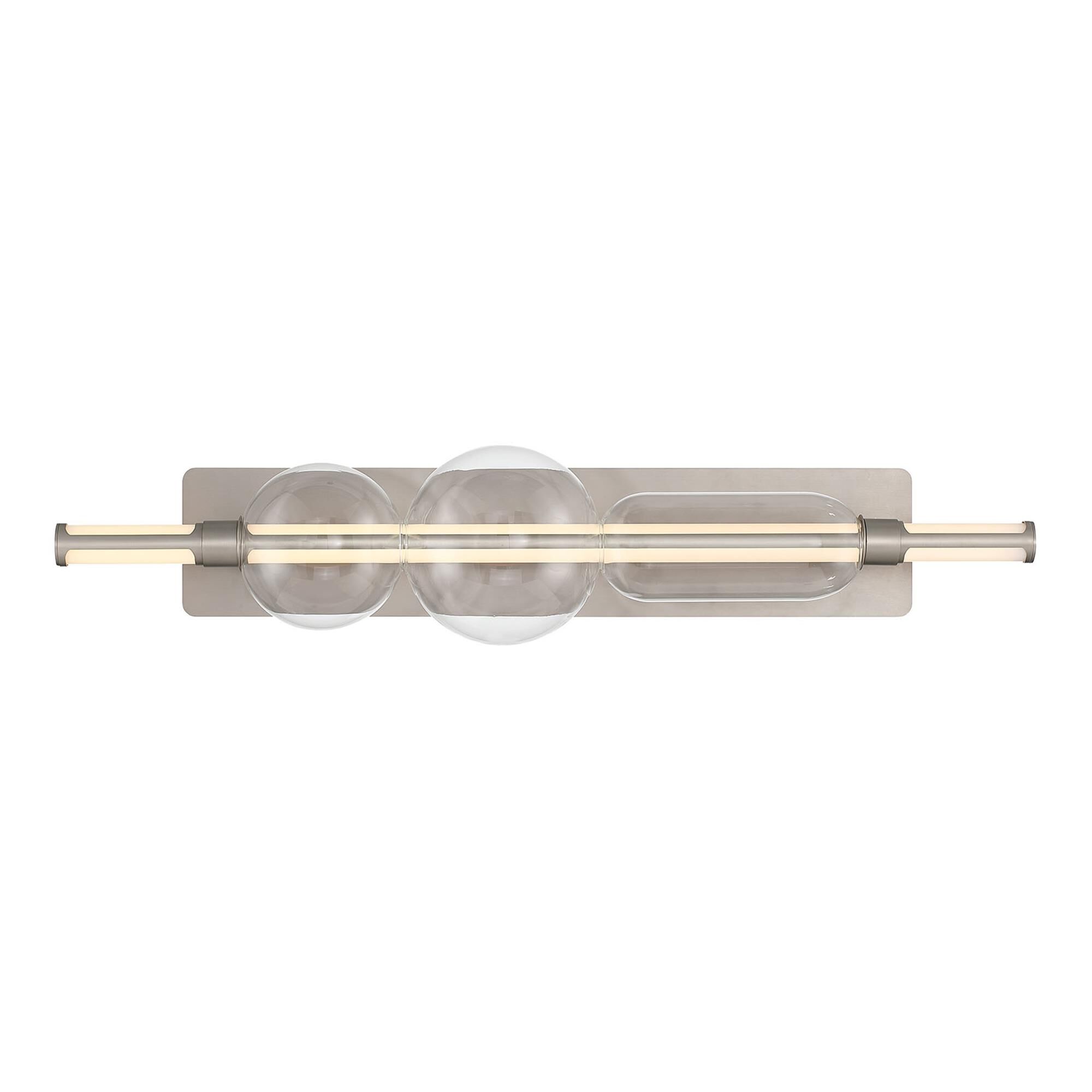 Shown in Satin Nickel finish and Clear glass