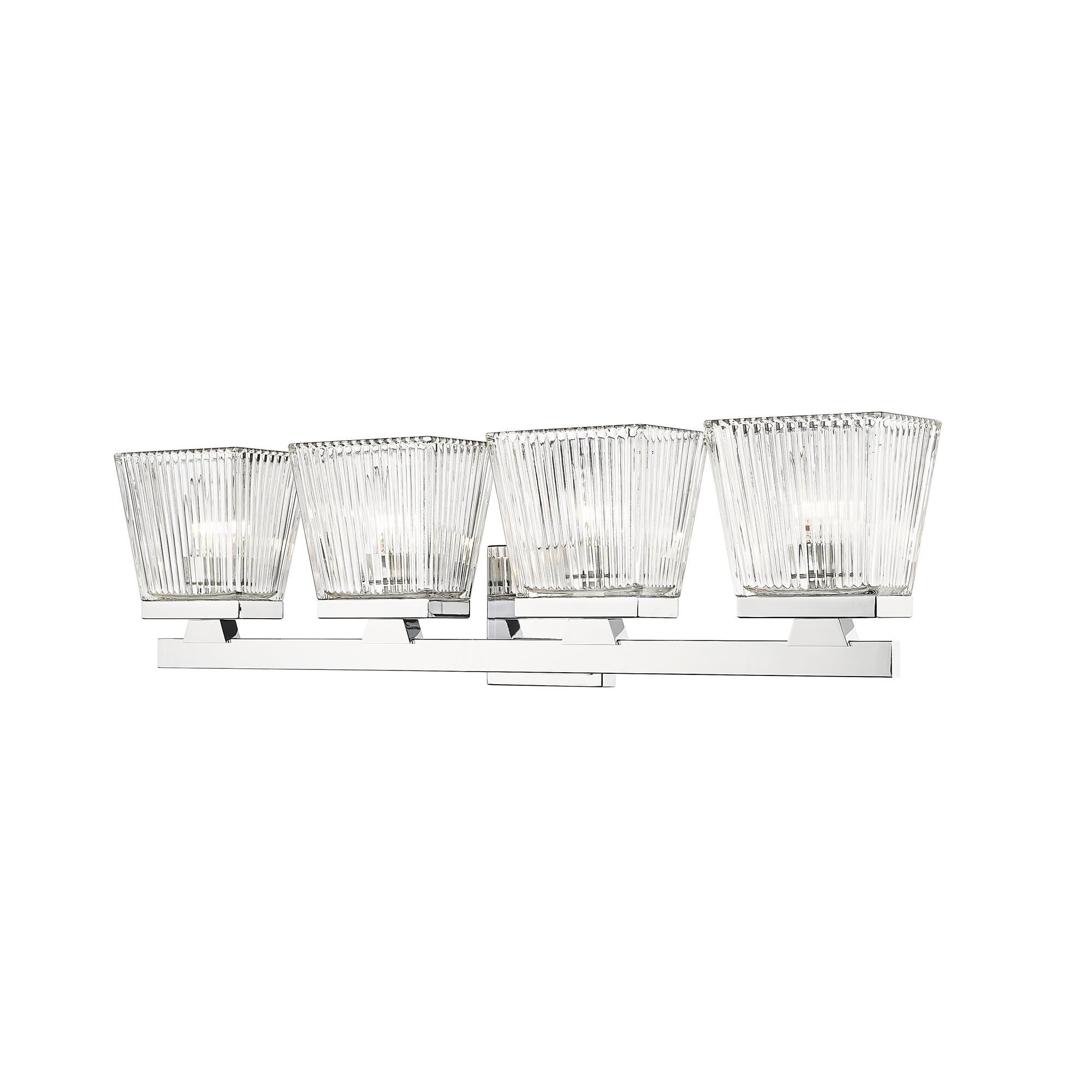 Shown in Chrome finish and Glass shade
