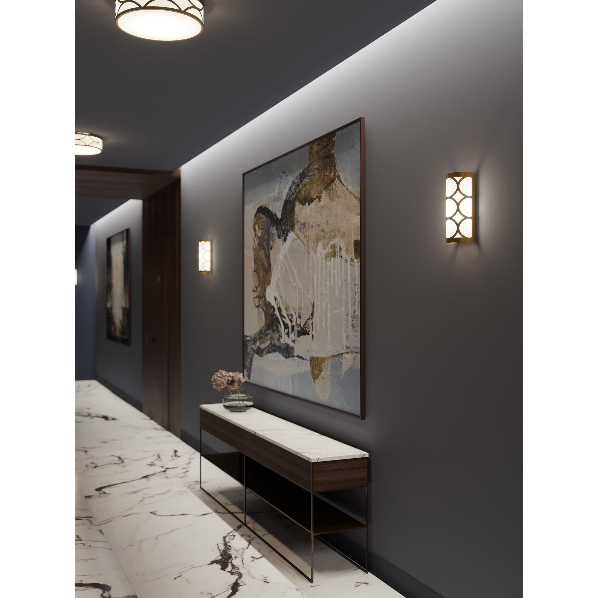 Shown in Gold finish and White Acrylic shade