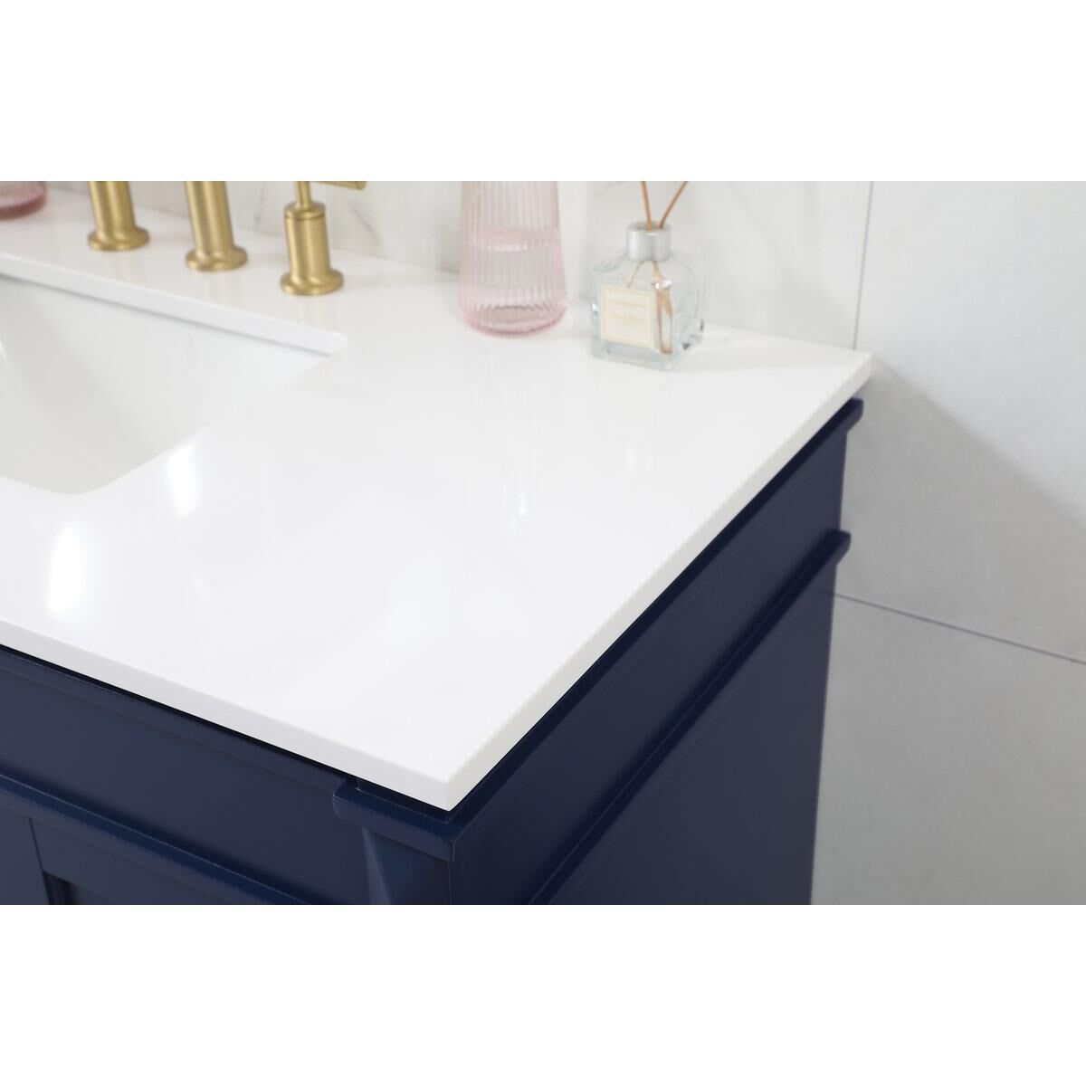 Shown in Blue finish and No Backsplash accent