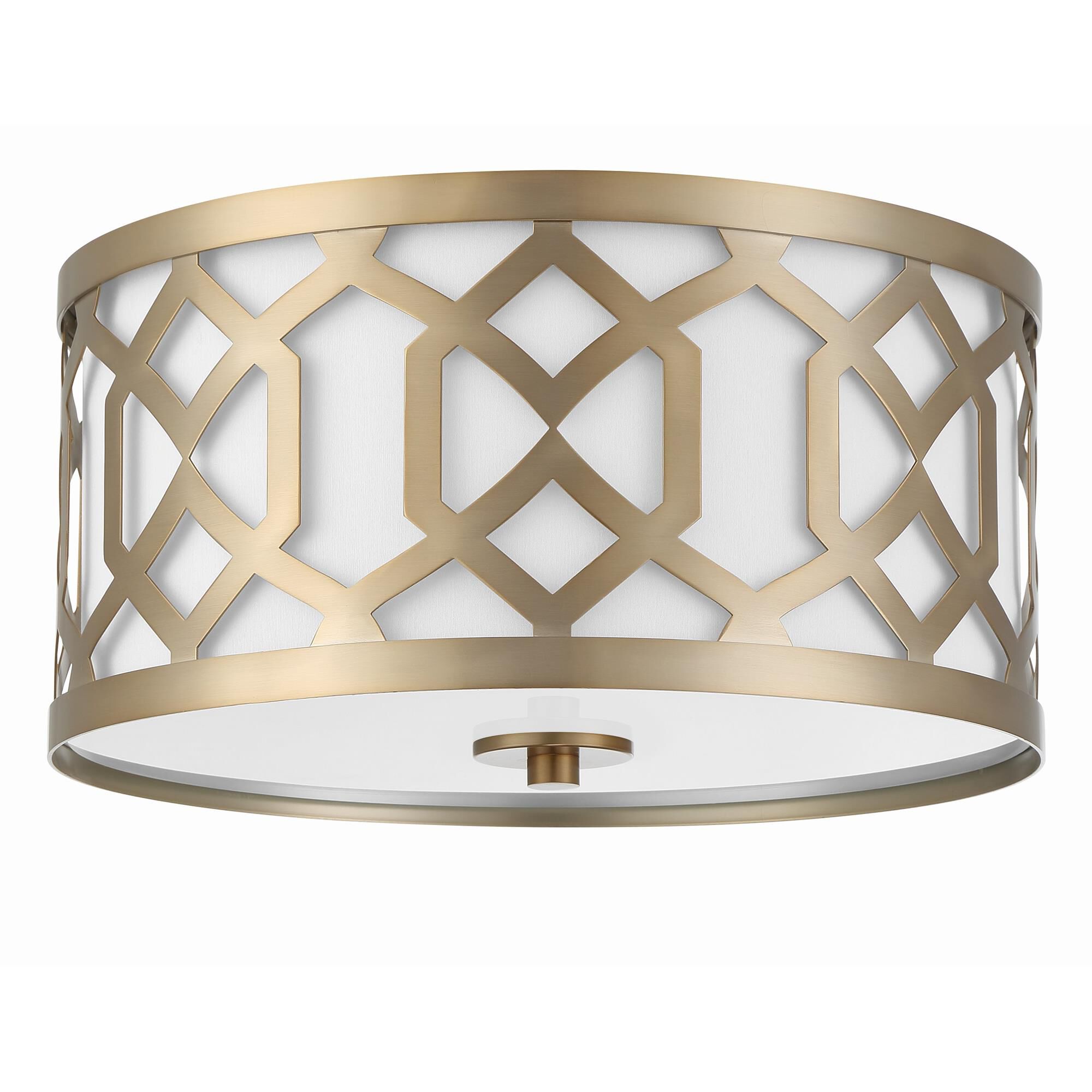 Shown in Aged Brass finish and Silk glass and White shade