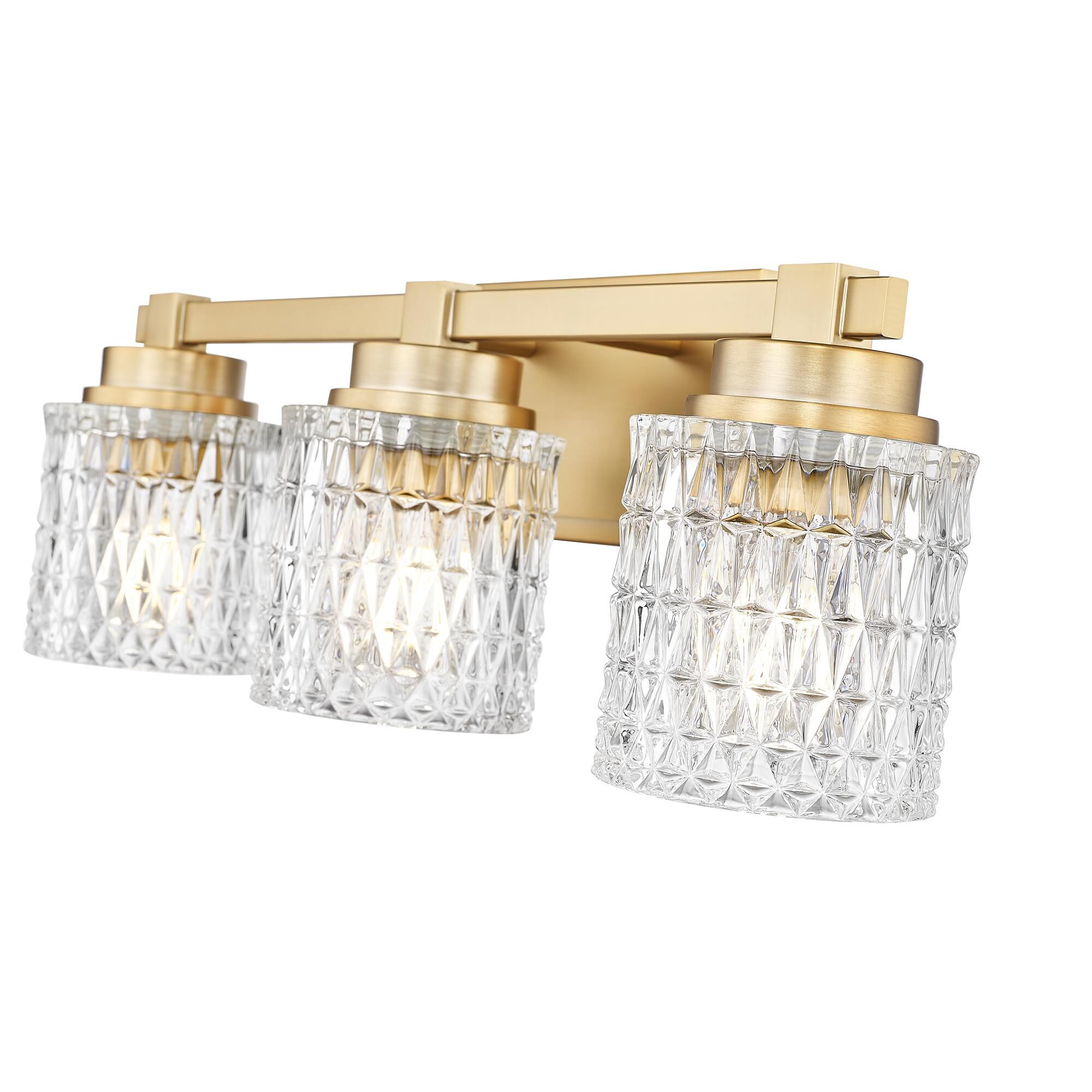 Shown in Modern Gold finish and Clear Diamond glass