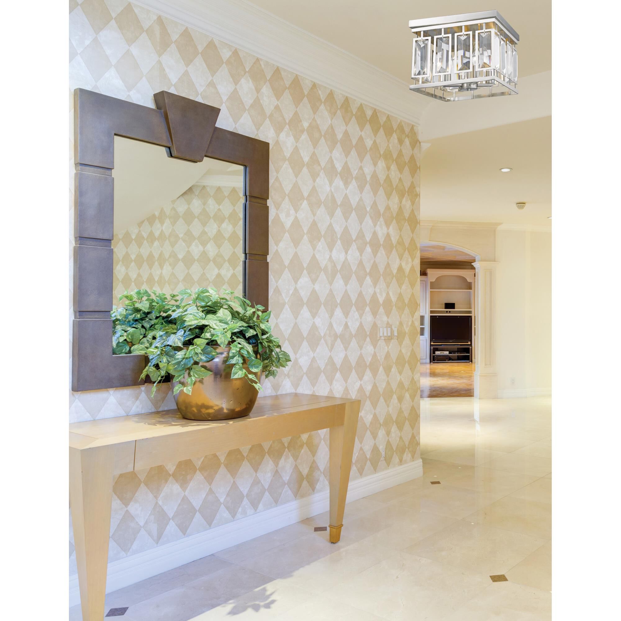 Shown in Brushed Nickel finish and Crystal glass and Crystal shade